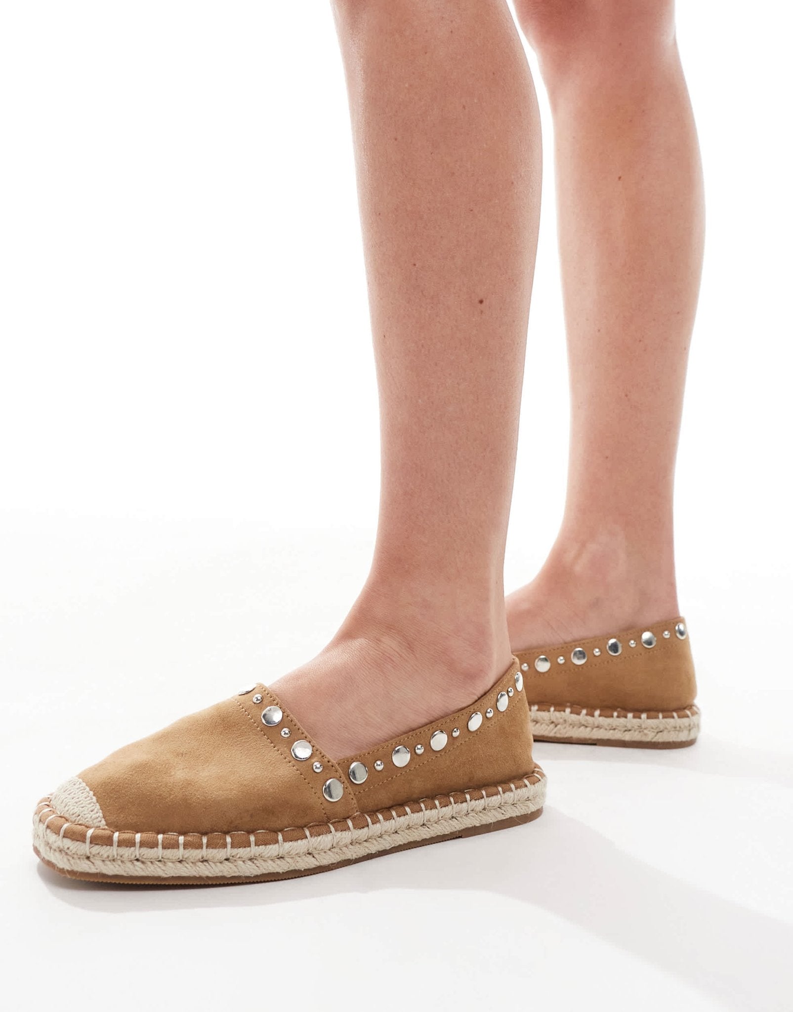 ASOS DESIGN Jeanie closed toe studded espadrilles in tan - ASOS Sample Sale