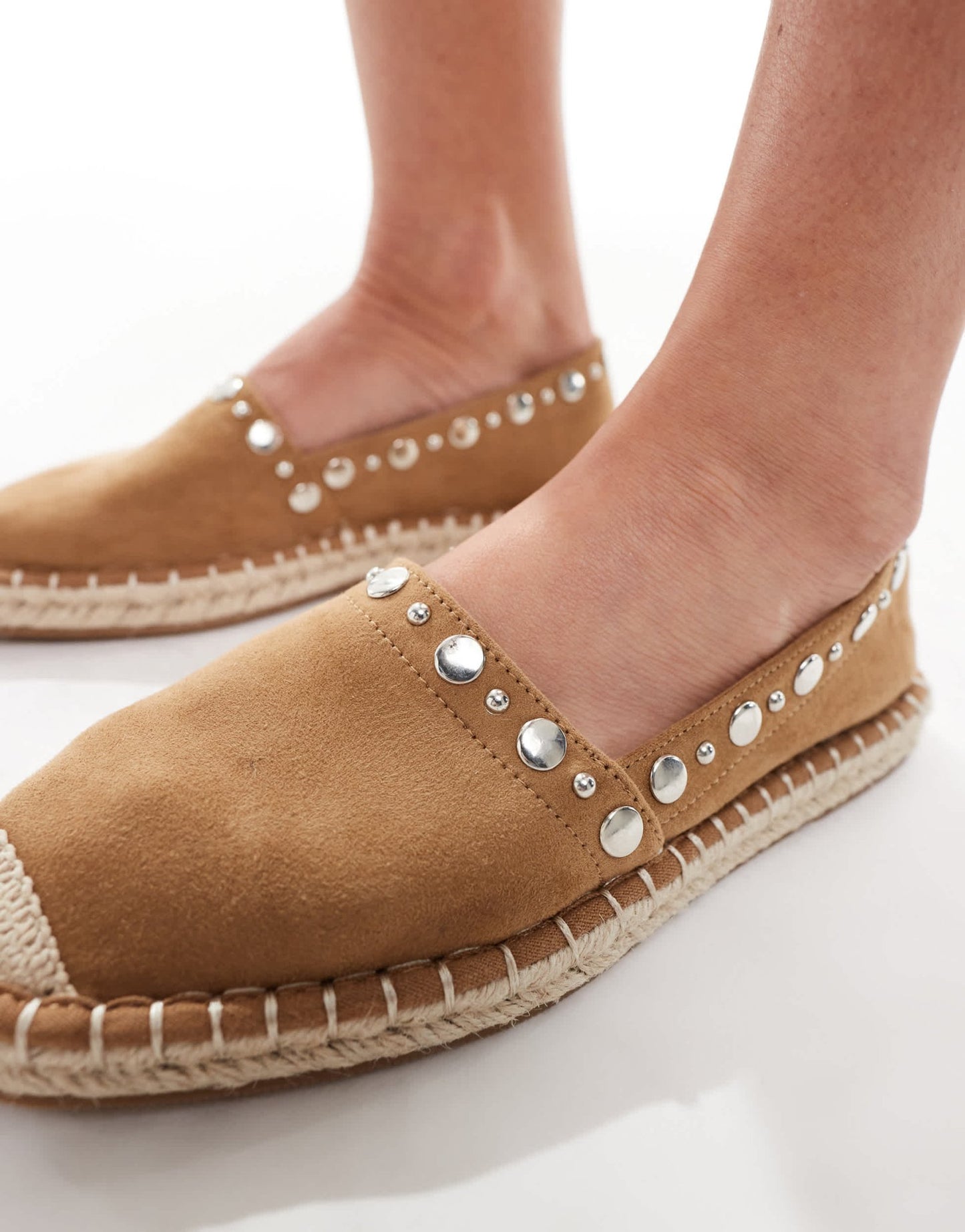 ASOS DESIGN Jeanie closed toe studded espadrilles in tan - ASOS Sample Sale