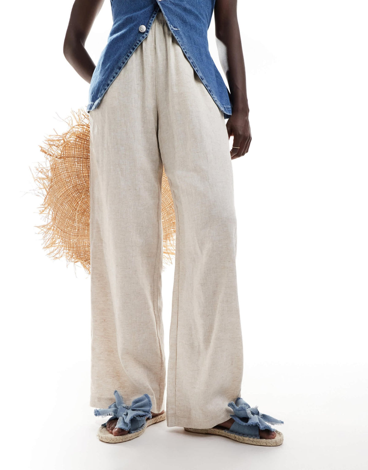 ASOS DESIGN Jem bow espadrille mule sandals in denim - ASOS Sample Sale