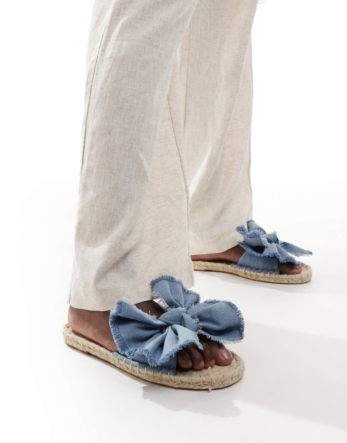 ASOS DESIGN Jem bow espadrille mule sandals in denim - ASOS Sample Sale