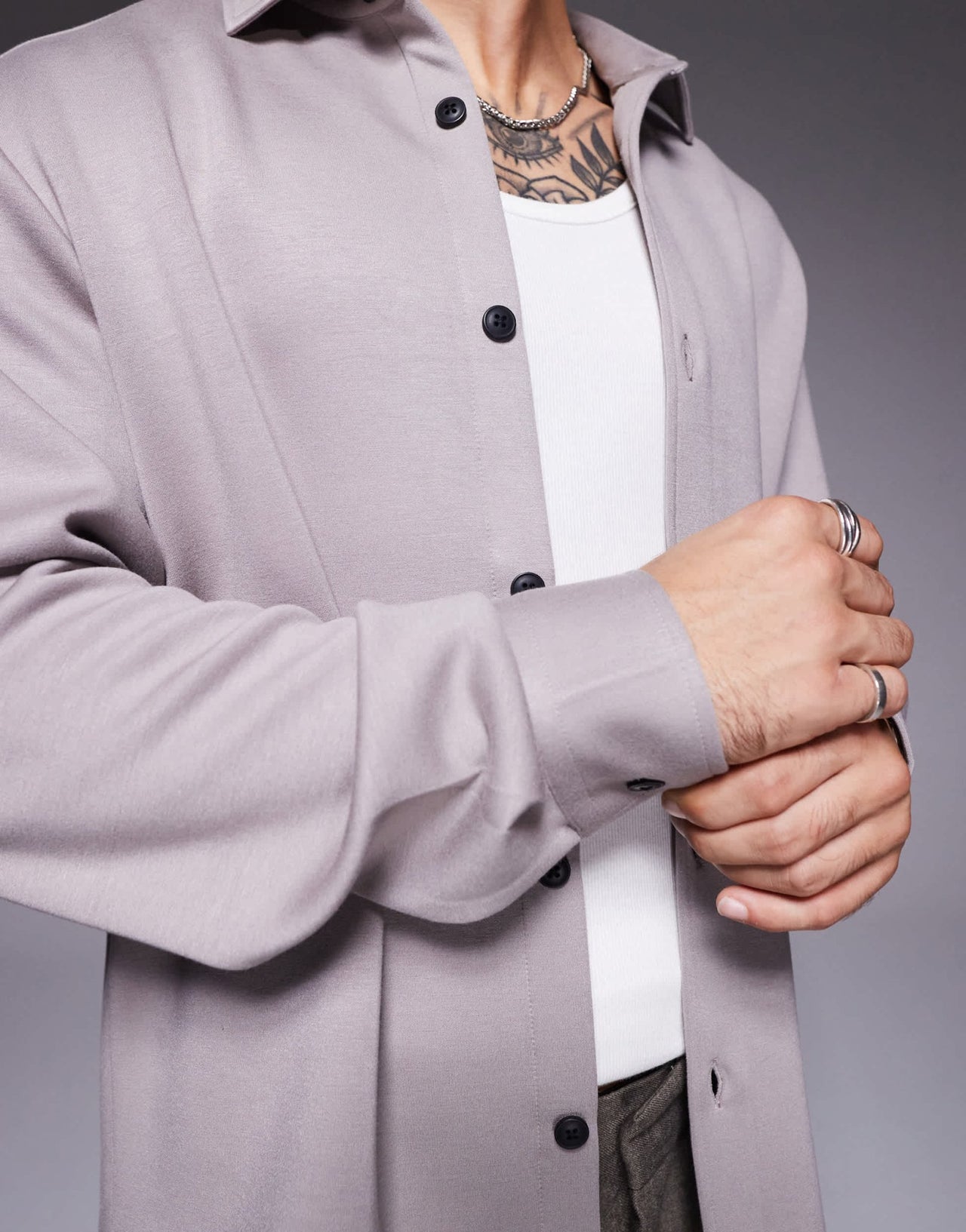 ASOS DESIGN jersey overshirt in grey - ASOS Sample Sale