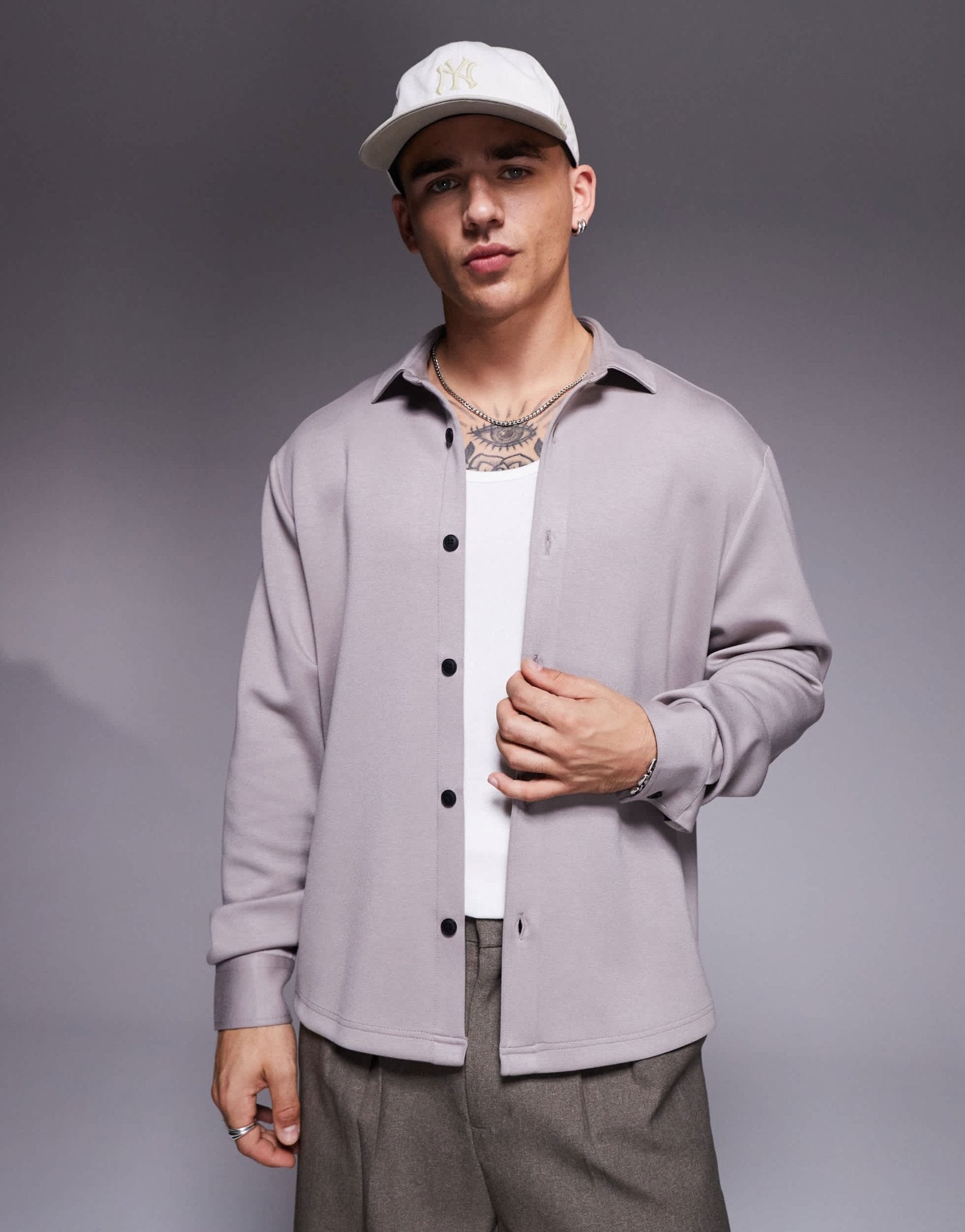 ASOS DESIGN jersey overshirt in grey - ASOS Sample Sale