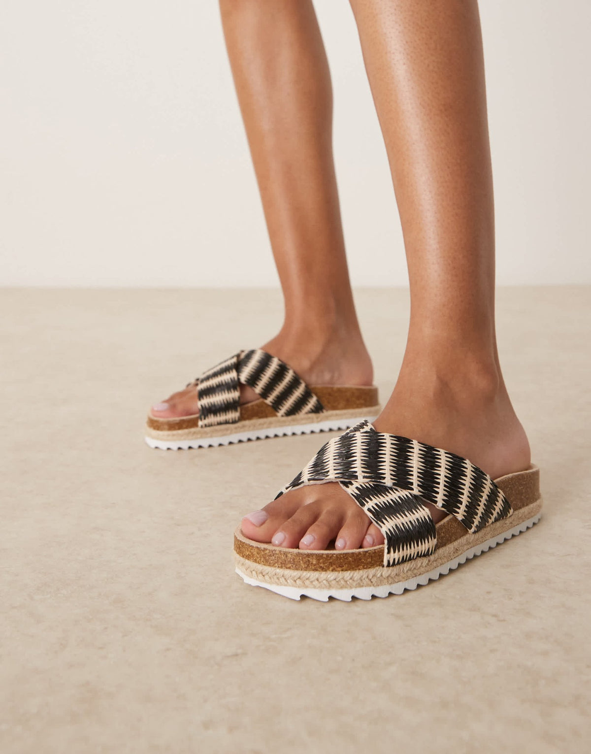 ASOS DESIGN Jessica cross strap espadrille mule sandal in natural stripe - ASOS Sample Sale