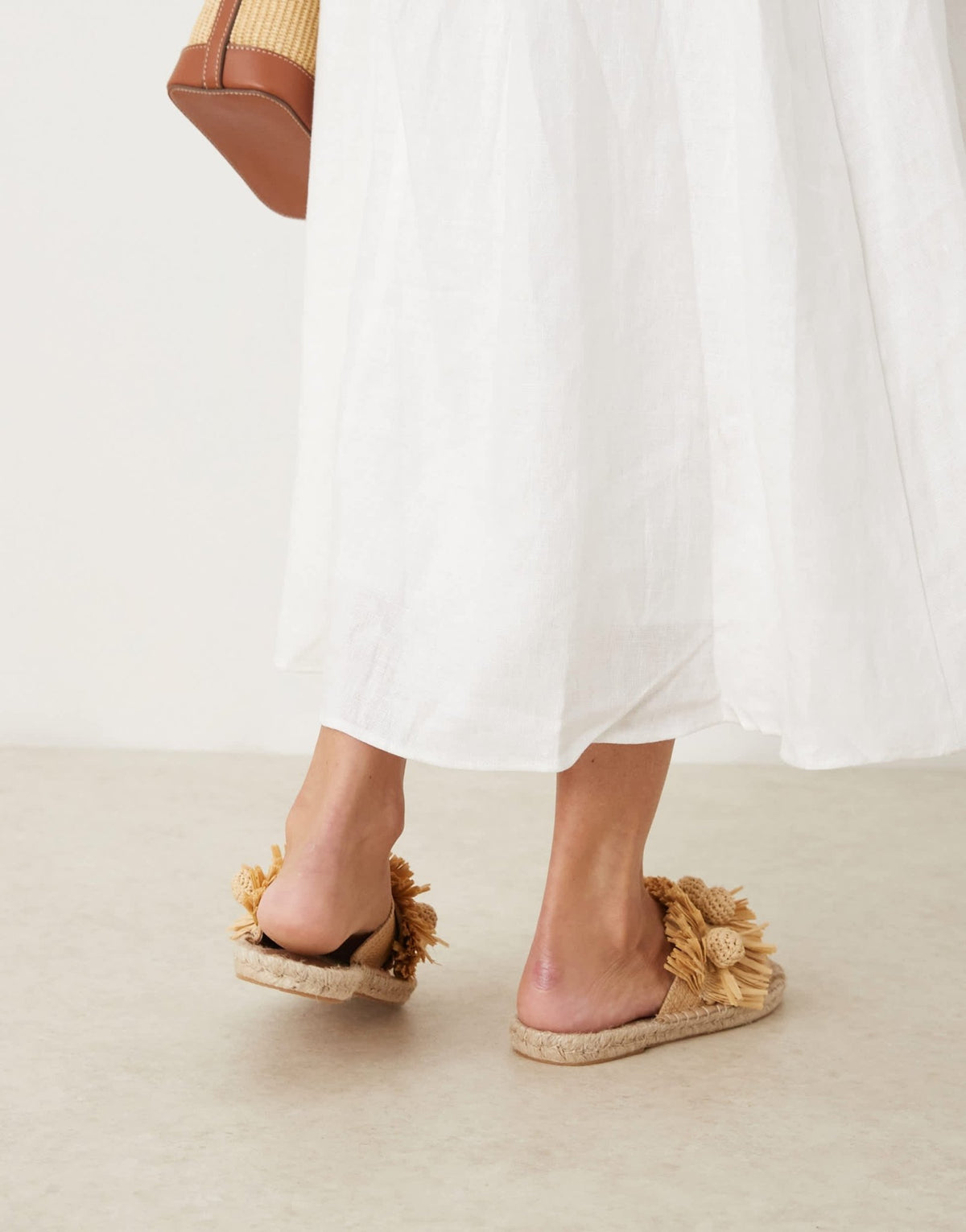 ASOS DESIGN Jovie raffia pom pom espadrille mules in natural - ASOS Sample Sale