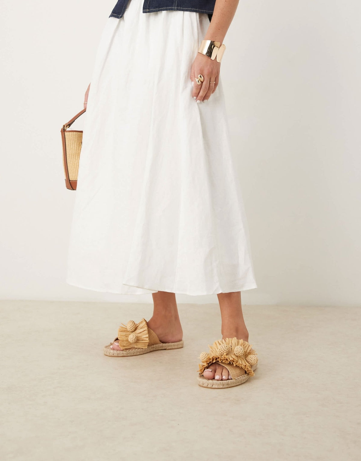 ASOS DESIGN Jovie raffia pom pom espadrille mules in natural - ASOS Sample Sale