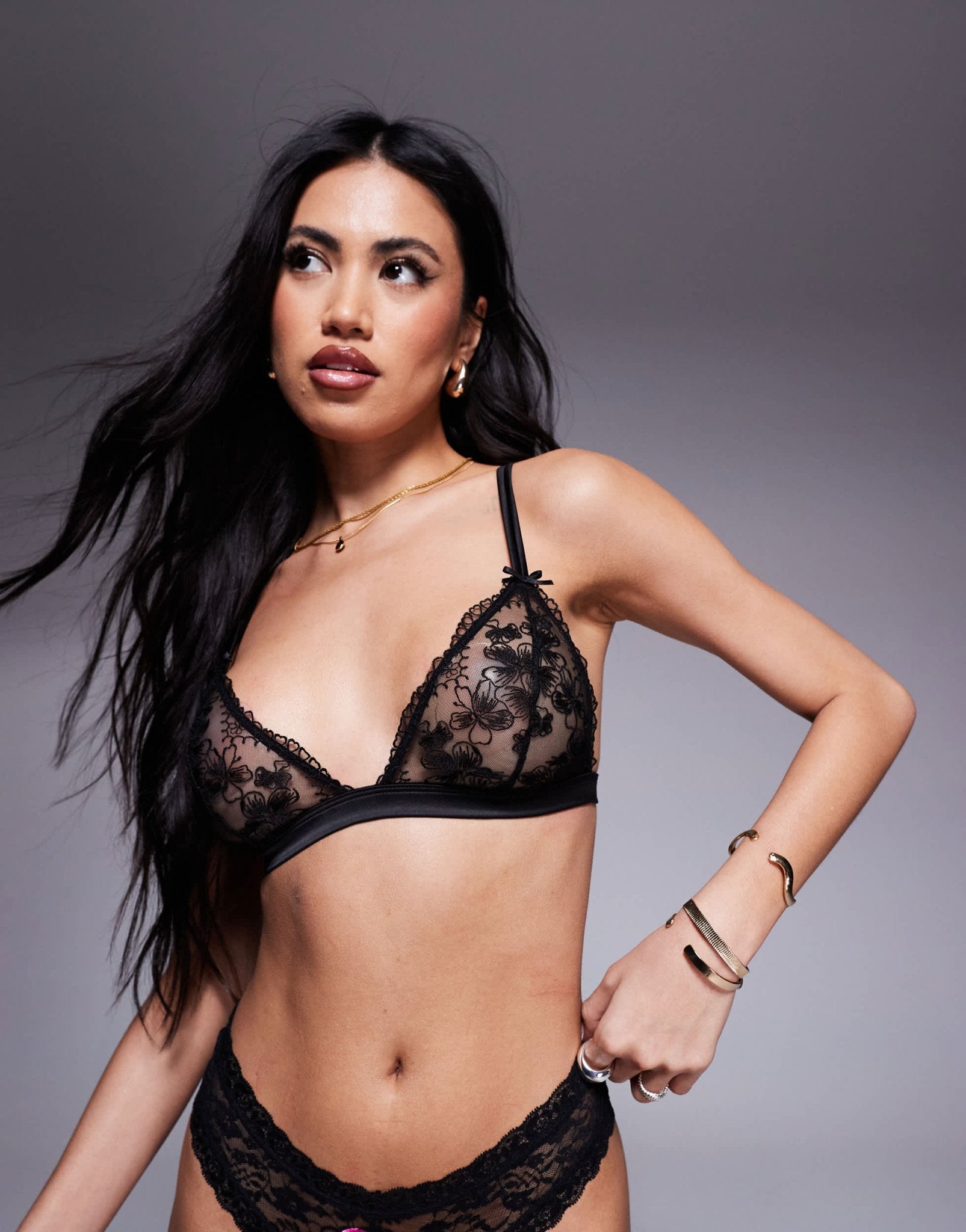 ASOS DESIGN Jude floral lace soft bra in black - ASOS Sample Sale