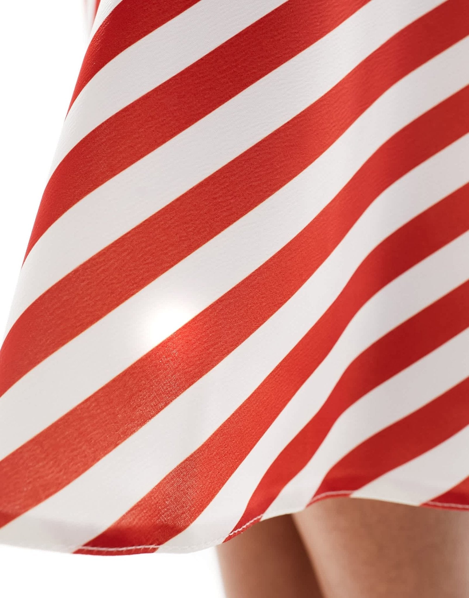 ASOS DESIGN knee length satin skirt in red stripe print - ASOS Sample Sale