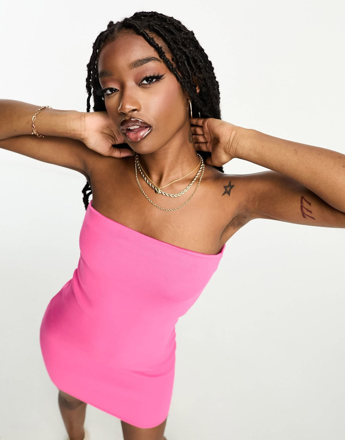 ASOS DESIGN knitted bandeau mini dress in pink - ASOS Sample Sale