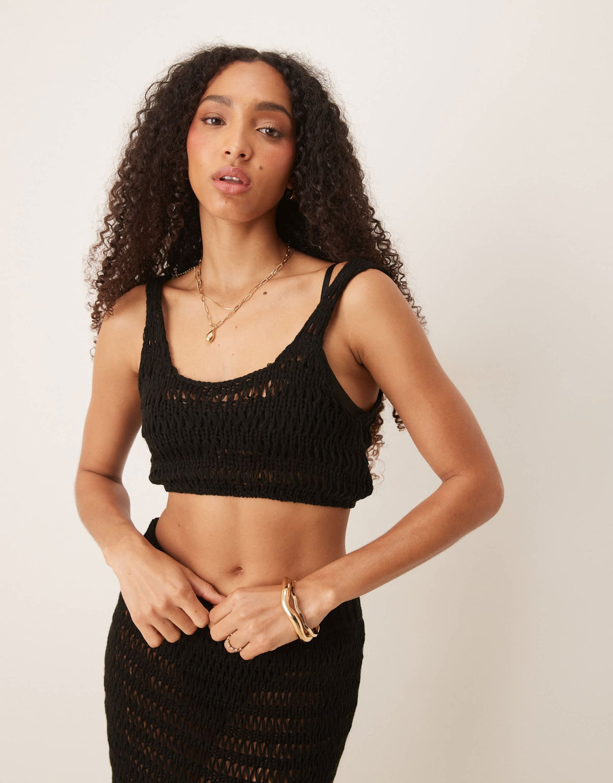 ASOS DESIGN knitted beach crop top in black - ASOS Sample Sale