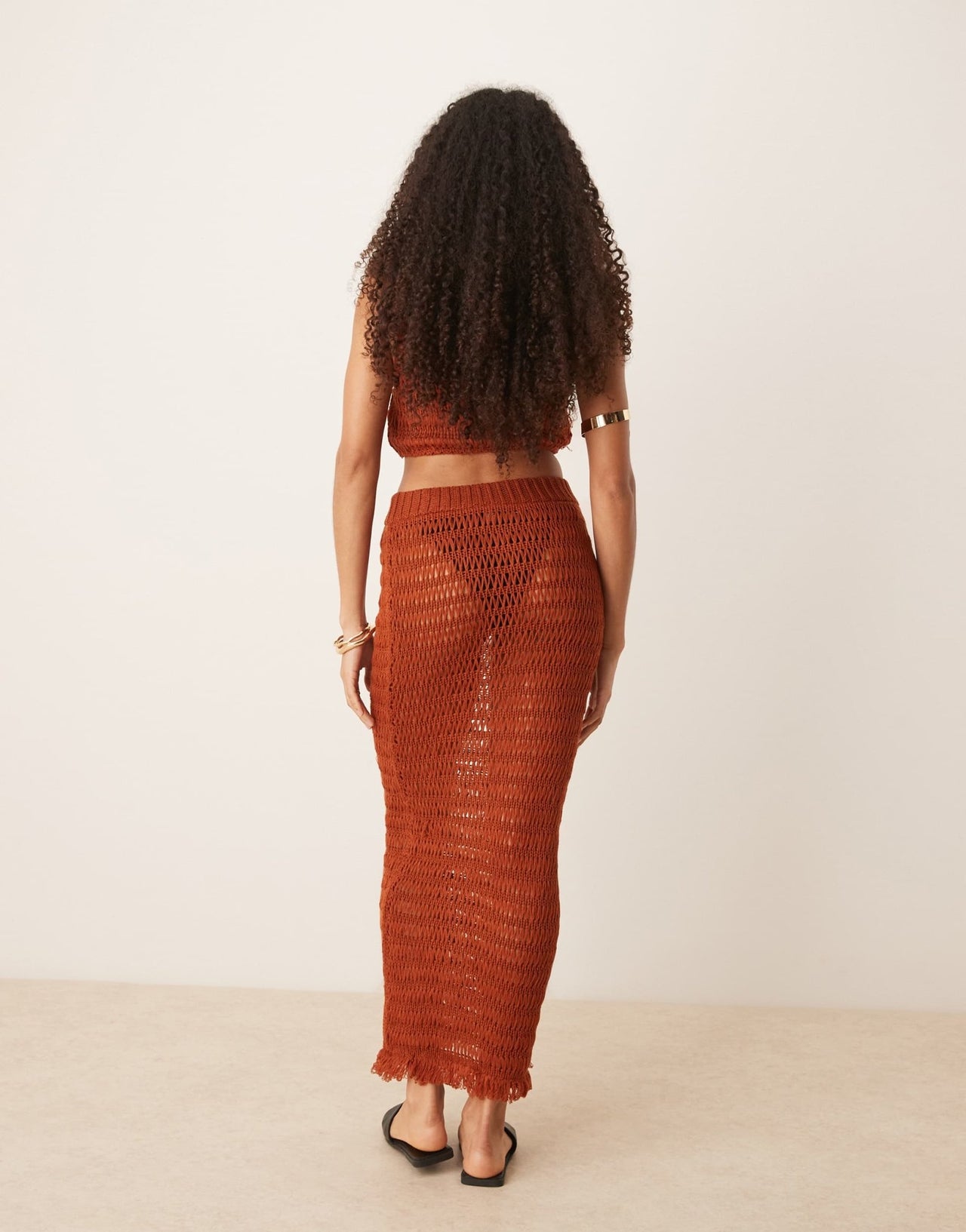 ASOS DESIGN knitted beach maxi skirt in rust - ASOS Sample Sale