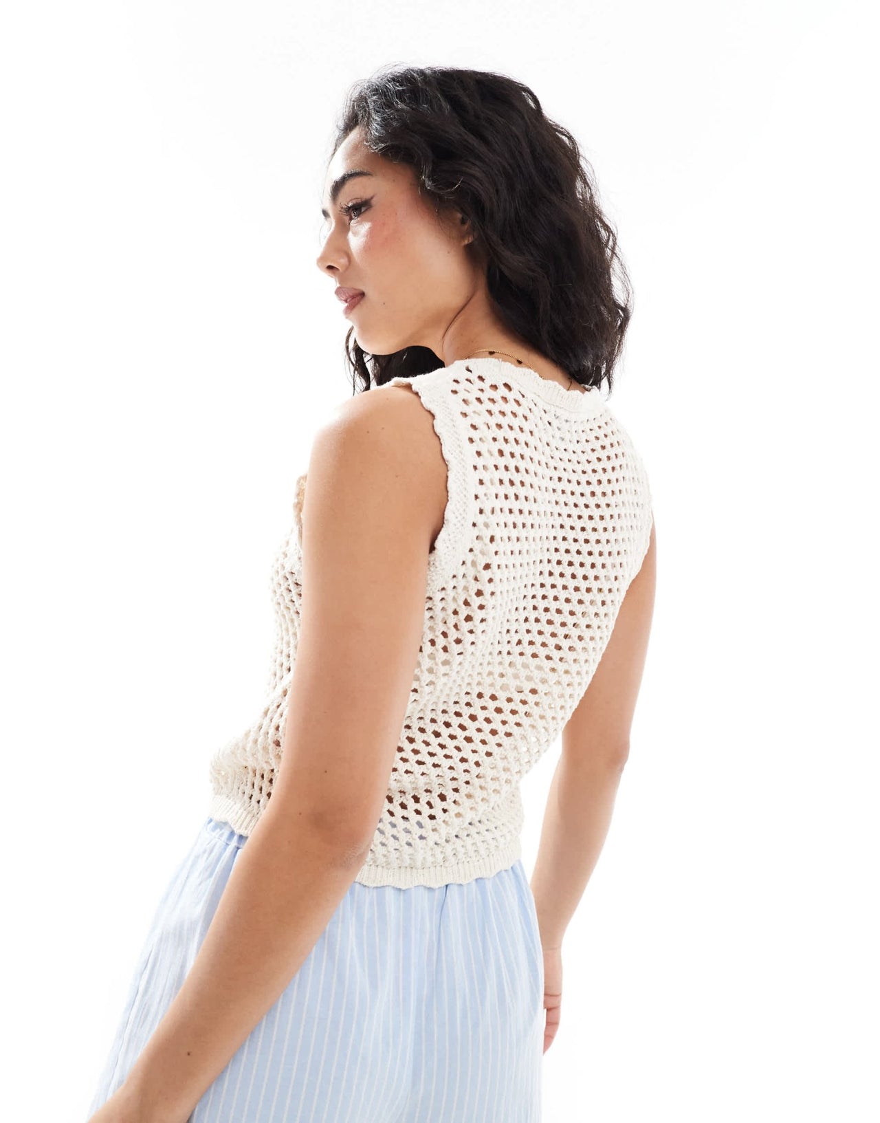 ASOS DESIGN knitted blue lobster tank top in ecru - ASOS Sample Sale