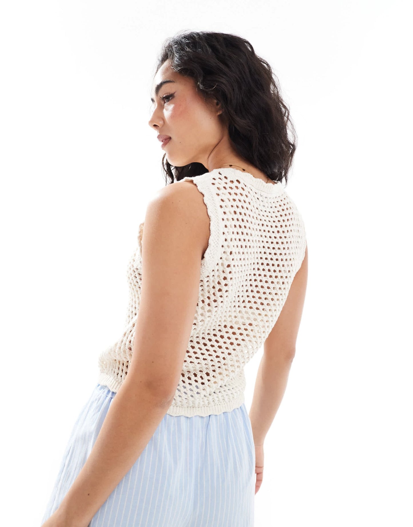 ASOS DESIGN knitted blue lobster tank top in ecru - ASOS Sample Sale