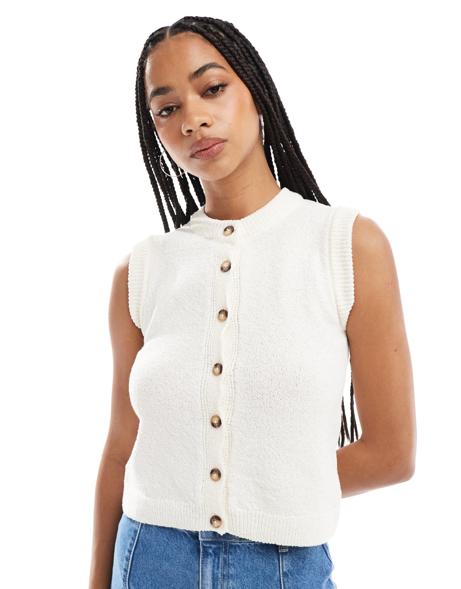 ASOS DESIGN knitted boucle tank in ecru - ASOS Sample Sale