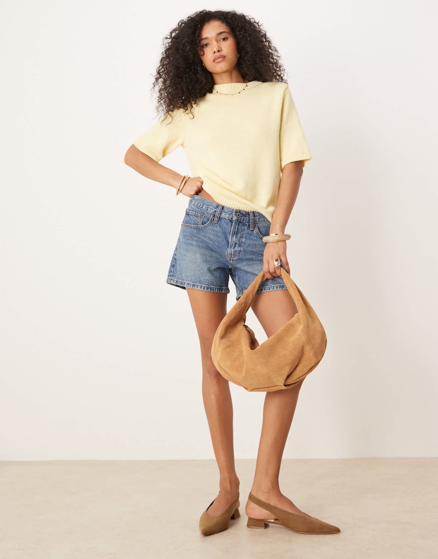 ASOS DESIGN knitted boxy t-shirt in yellow - ASOS Sample Sale