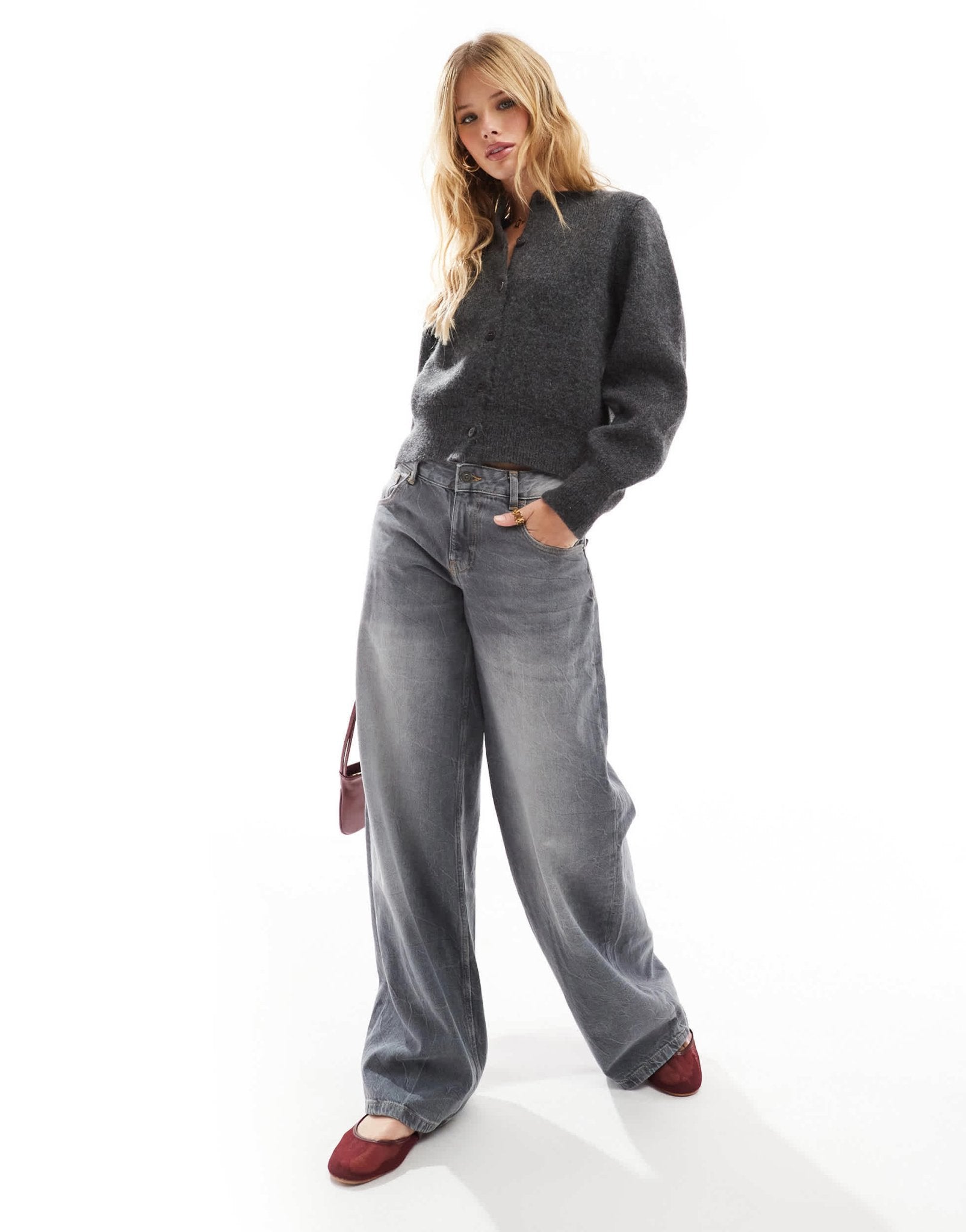 ASOS DESIGN knitted cardigan in charcoal - ASOS Sample Sale