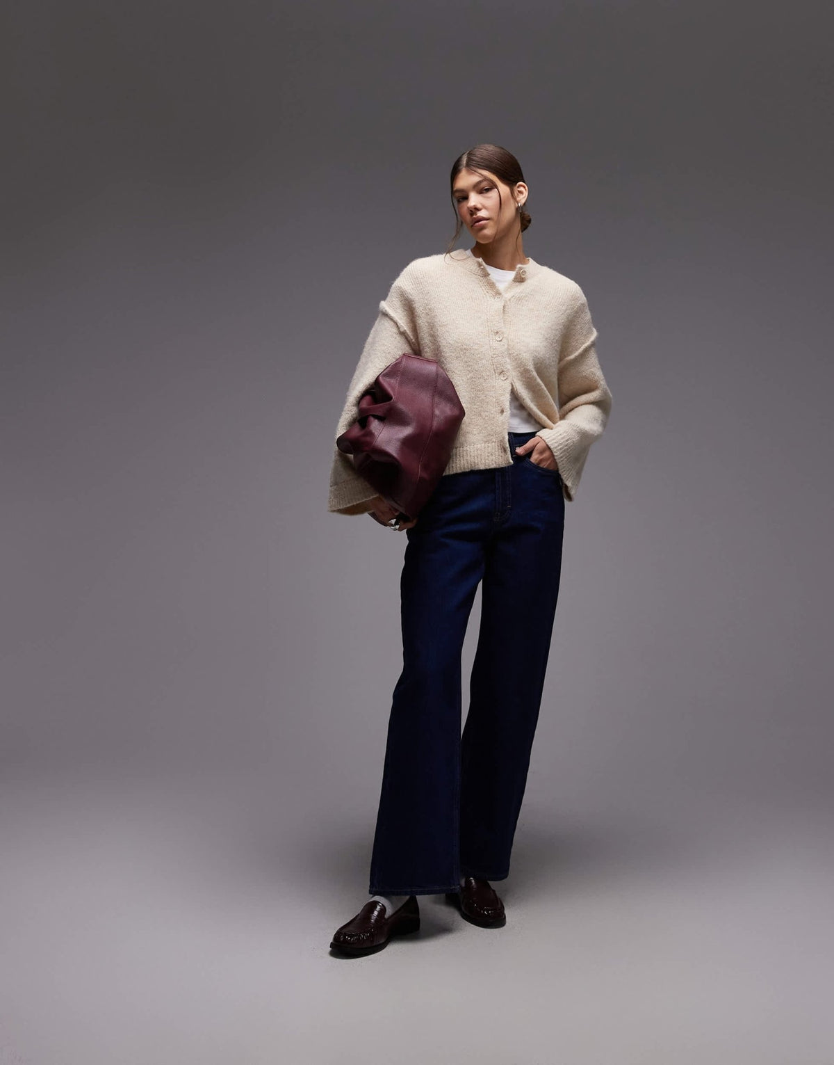 ASOS DESIGN knitted cardigan with exposed seams with wool in cream - ASOS Sample Sale