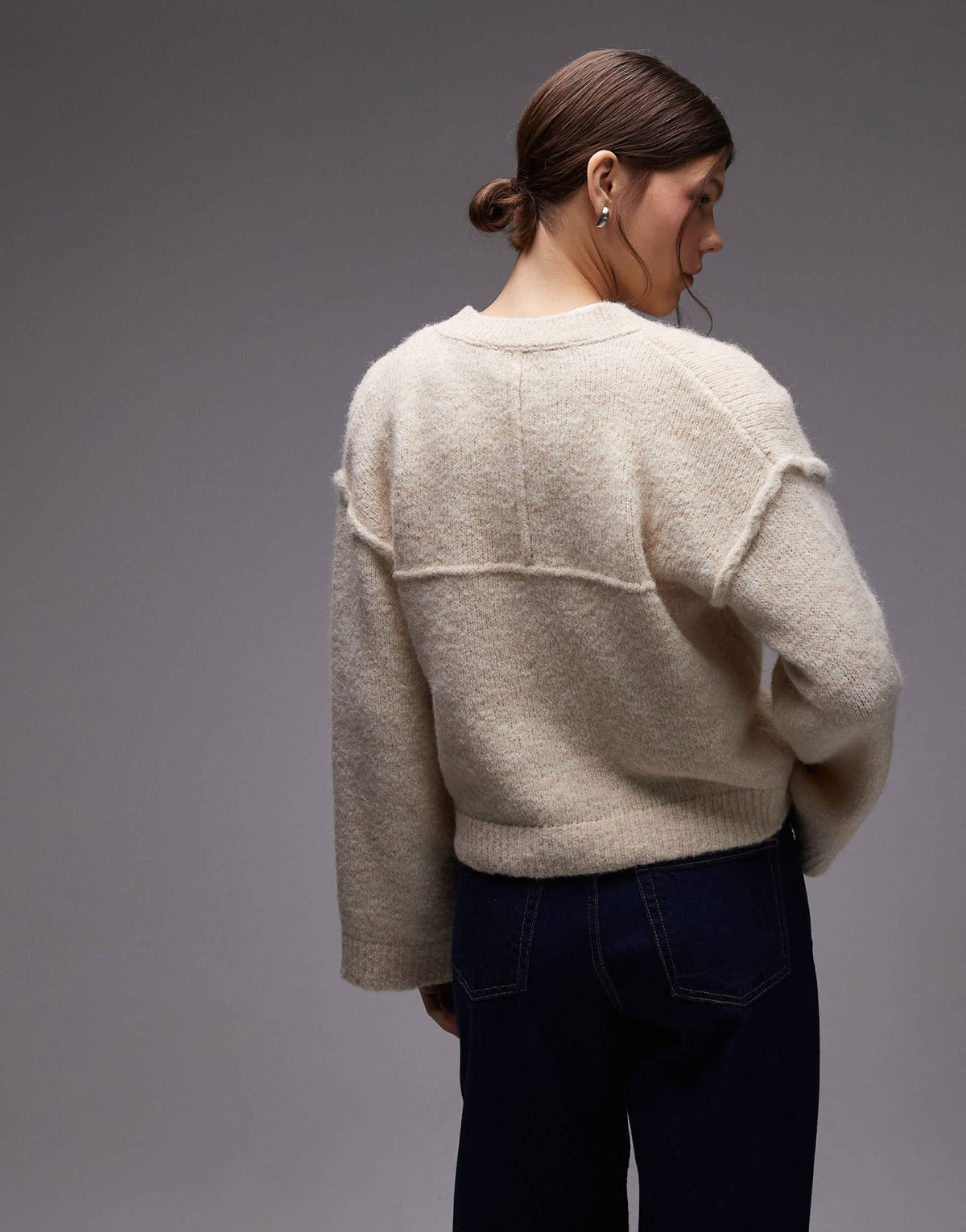ASOS DESIGN knitted cardigan with exposed seams with wool in cream - ASOS Sample Sale
