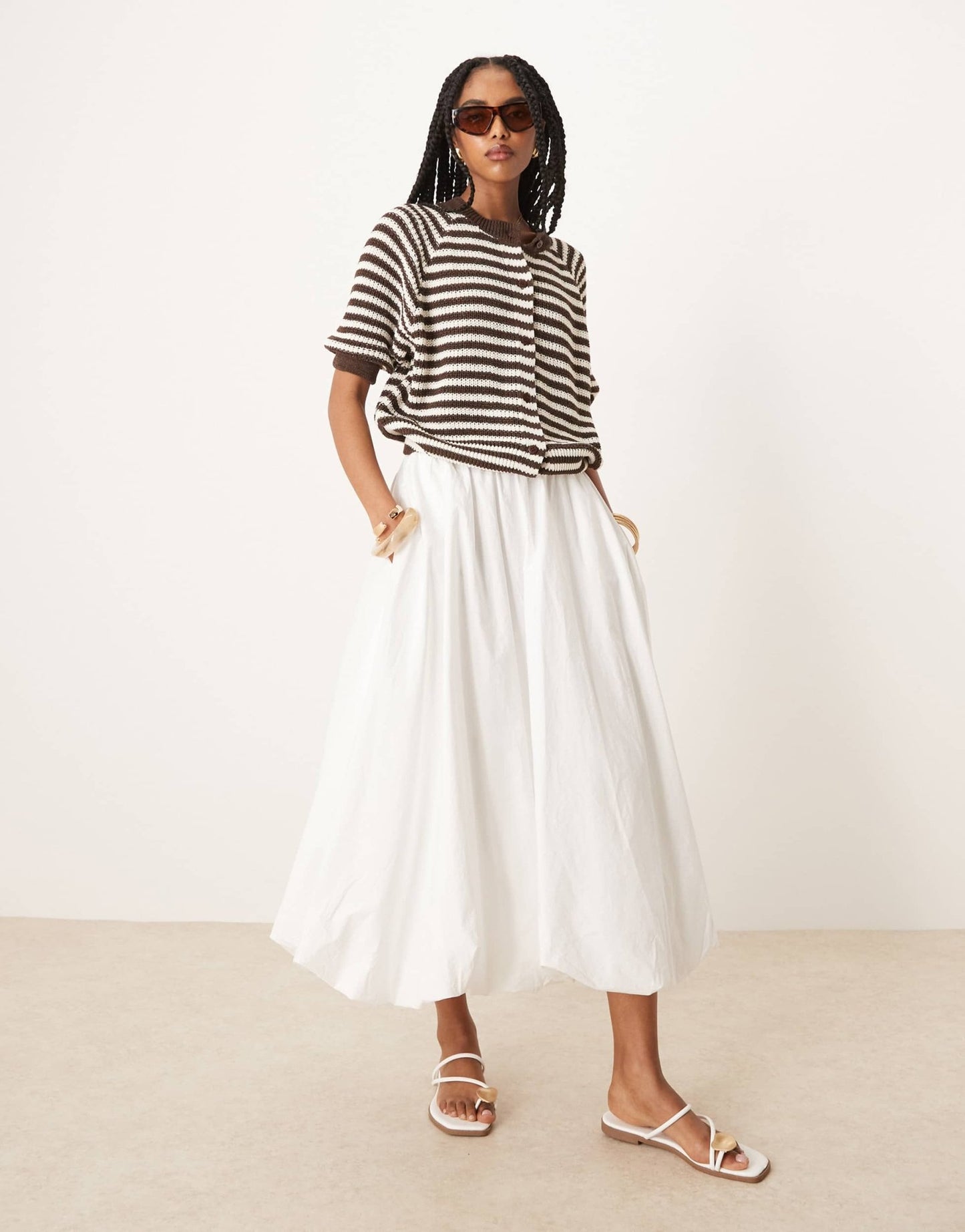 ASOS DESIGN knitted cardigan with raglan sleeve in brown stripe - ASOS Sample Sale