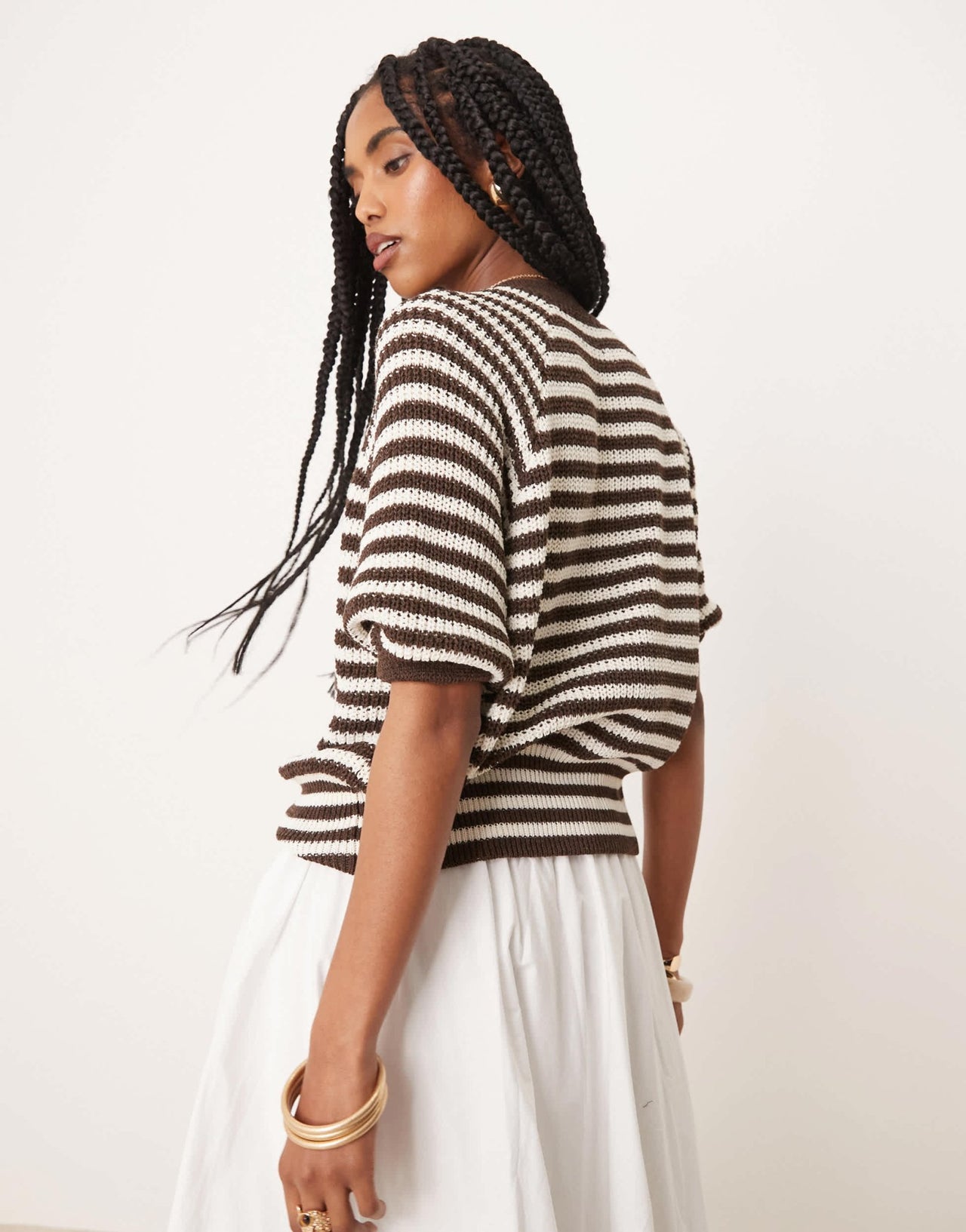 ASOS DESIGN knitted cardigan with raglan sleeve in brown stripe - ASOS Sample Sale