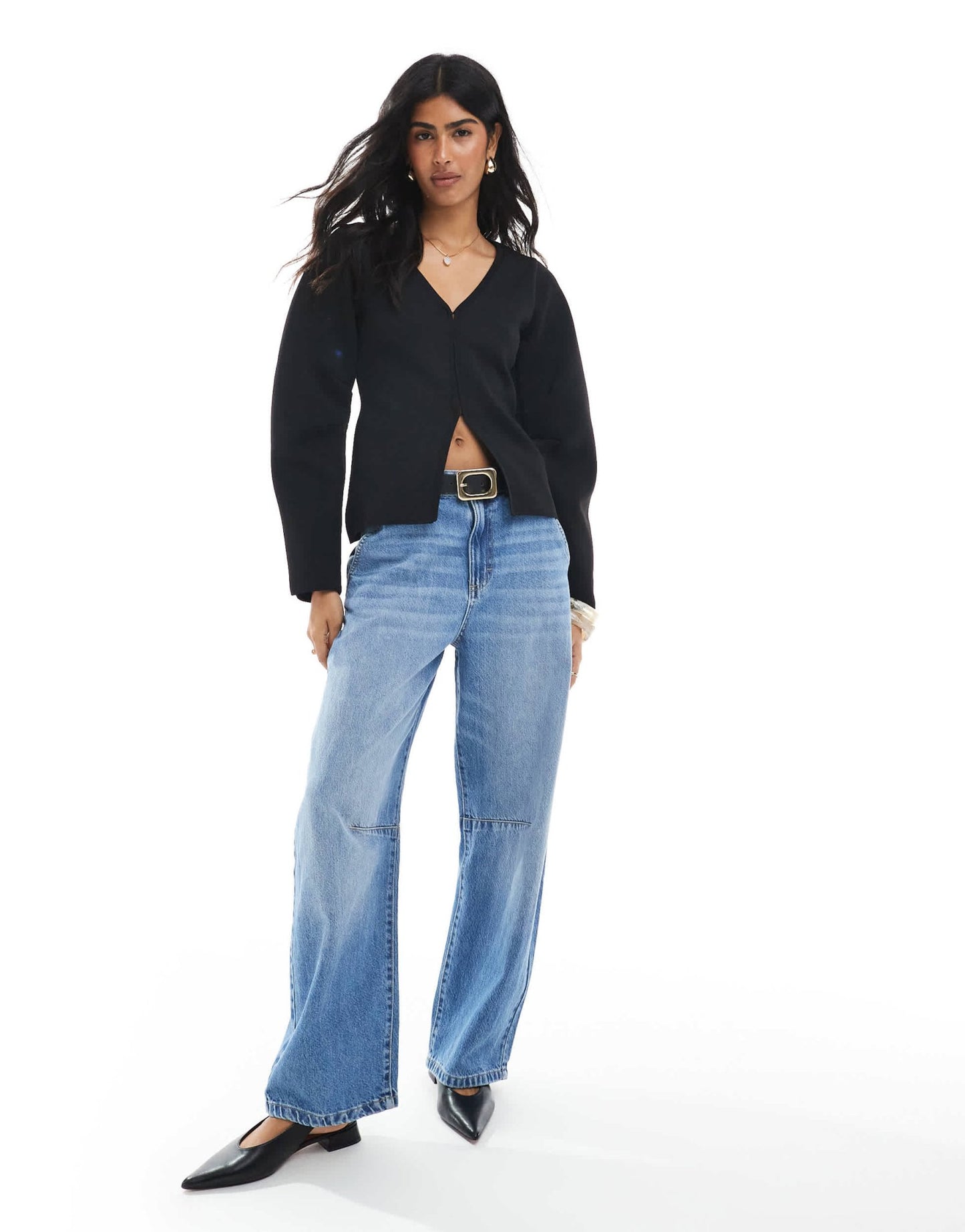 ASOS DESIGN knitted cocoon sleeve cinch cardigan in black - ASOS Sample Sale