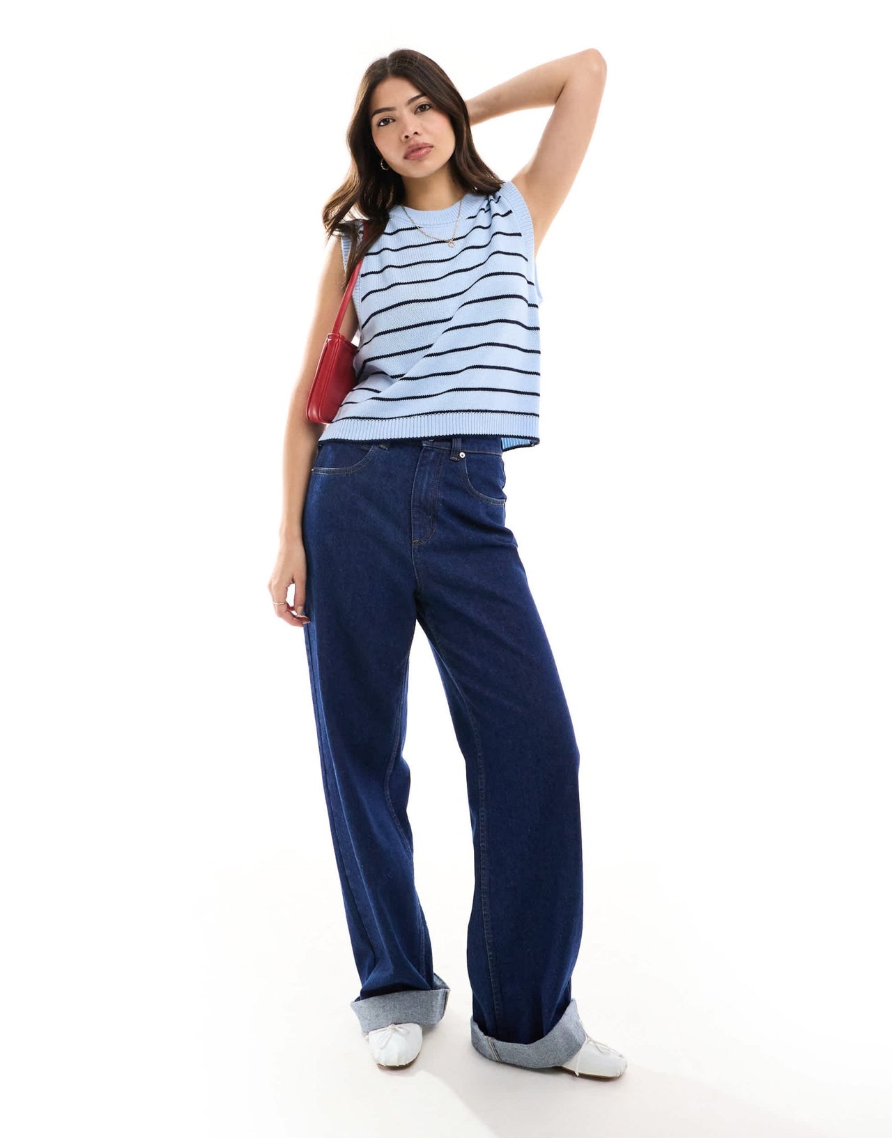 ASOS DESIGN knitted crew neck tank in blue stripe - ASOS Sample Sale