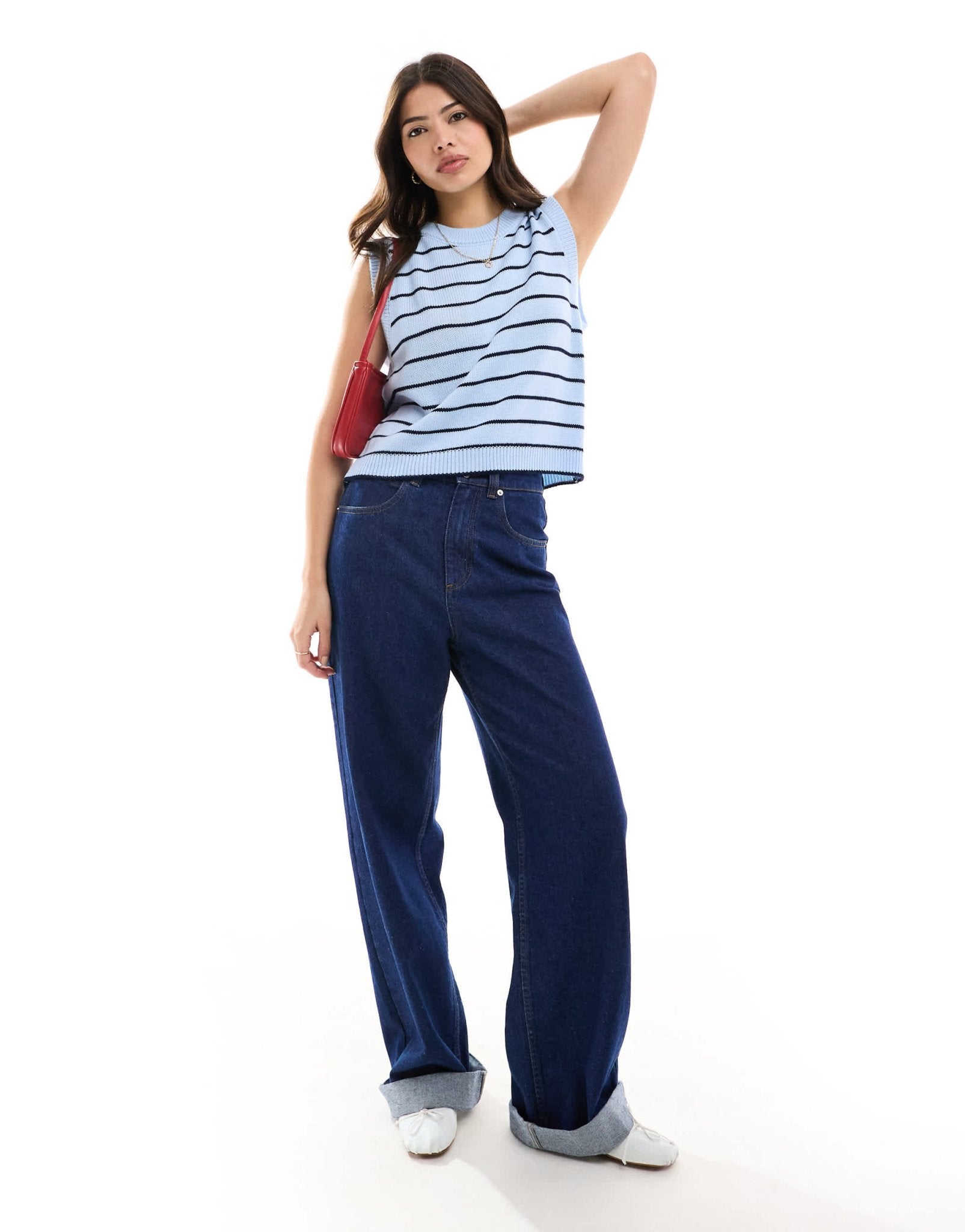 ASOS DESIGN knitted crew neck tank in blue stripe - ASOS Sample Sale