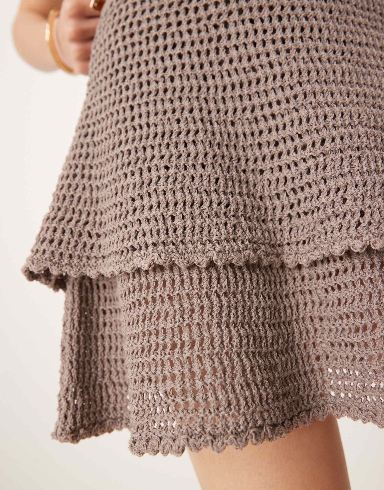 ASOS DESIGN knitted crochet mini skirt co - ord in mocha - ASOS Sample Sale