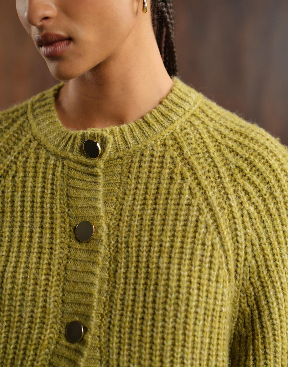 ASOS DESIGN knitted fisherman rib cardigan with raglan detail in olive - ASOS Sample Sale