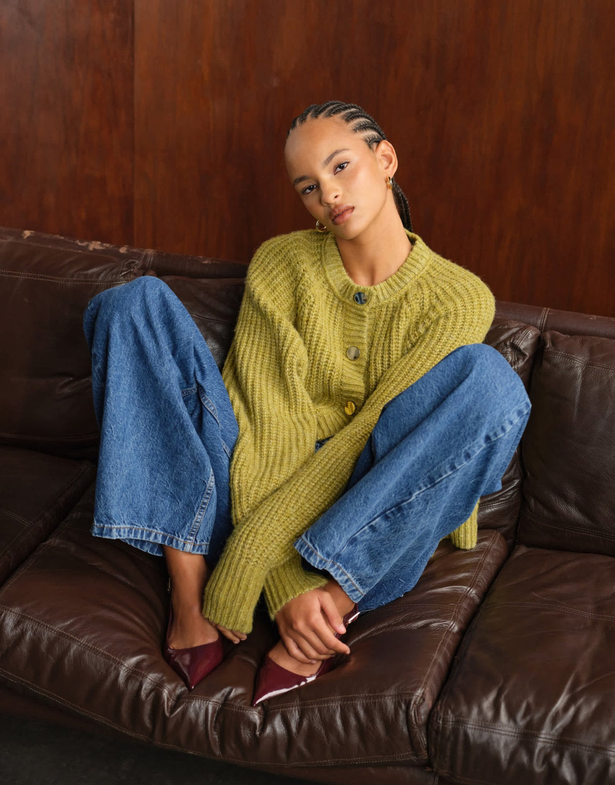 ASOS DESIGN knitted fisherman rib cardigan with raglan detail in olive - ASOS Sample Sale