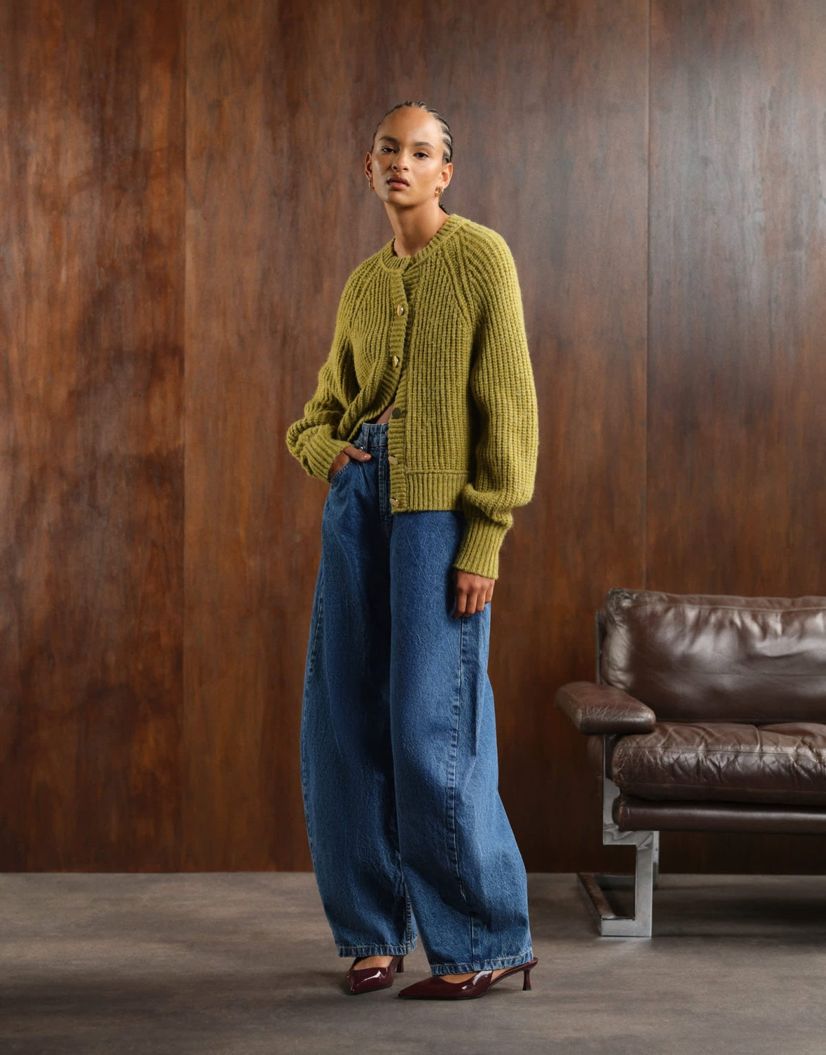 ASOS DESIGN knitted fisherman rib cardigan with raglan detail in olive - ASOS Sample Sale