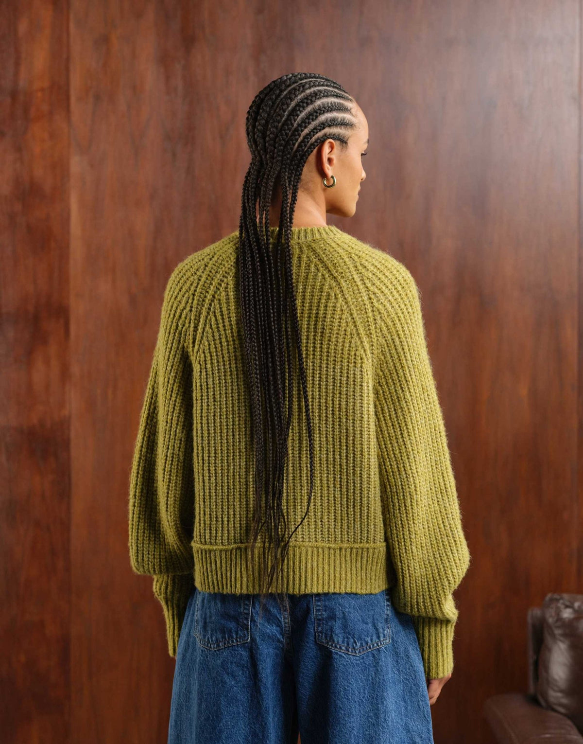 ASOS DESIGN knitted fisherman rib cardigan with raglan detail in olive - ASOS Sample Sale