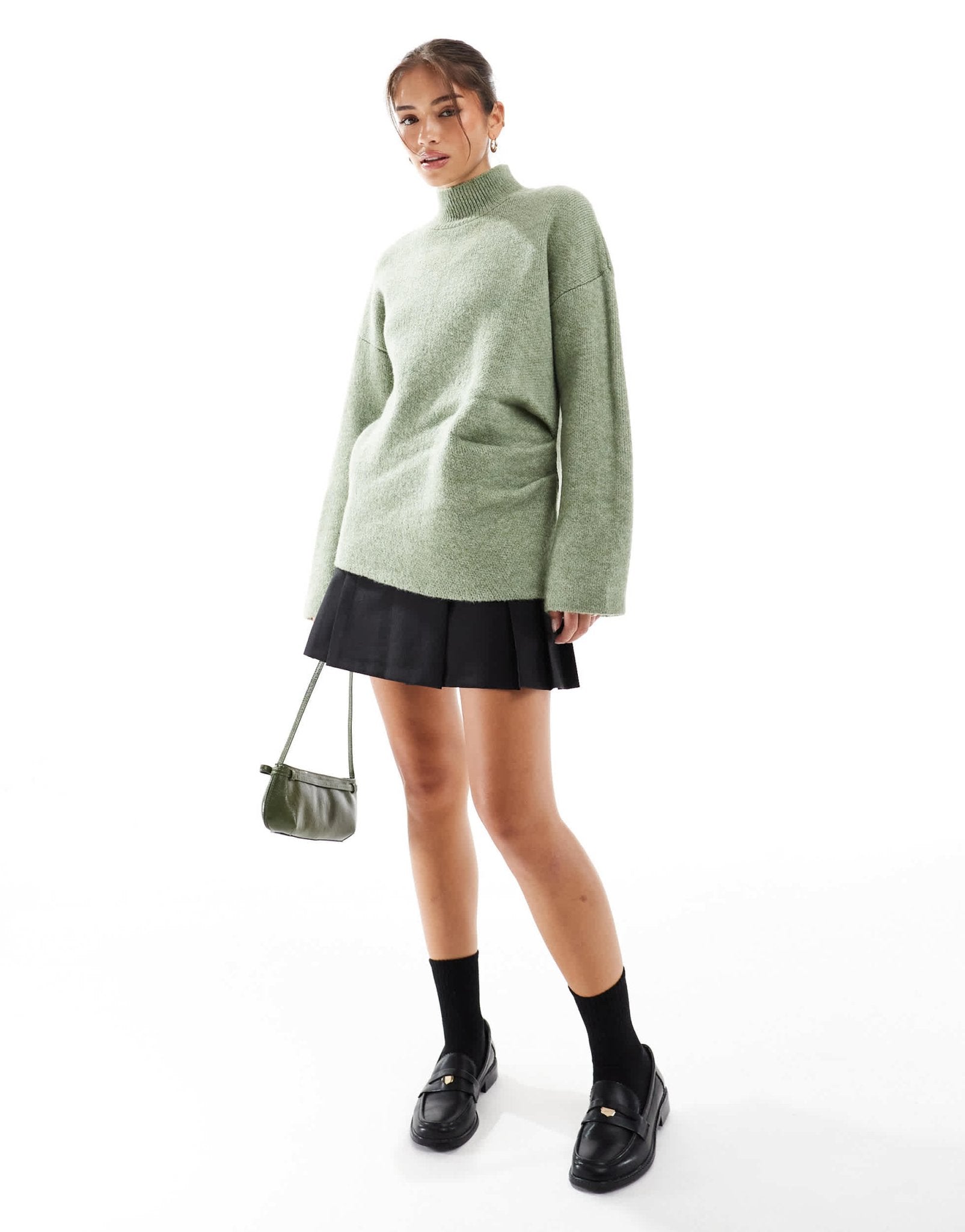 ASOS DESIGN knitted gathered jumper in pistachio - ASOS Sample Sale