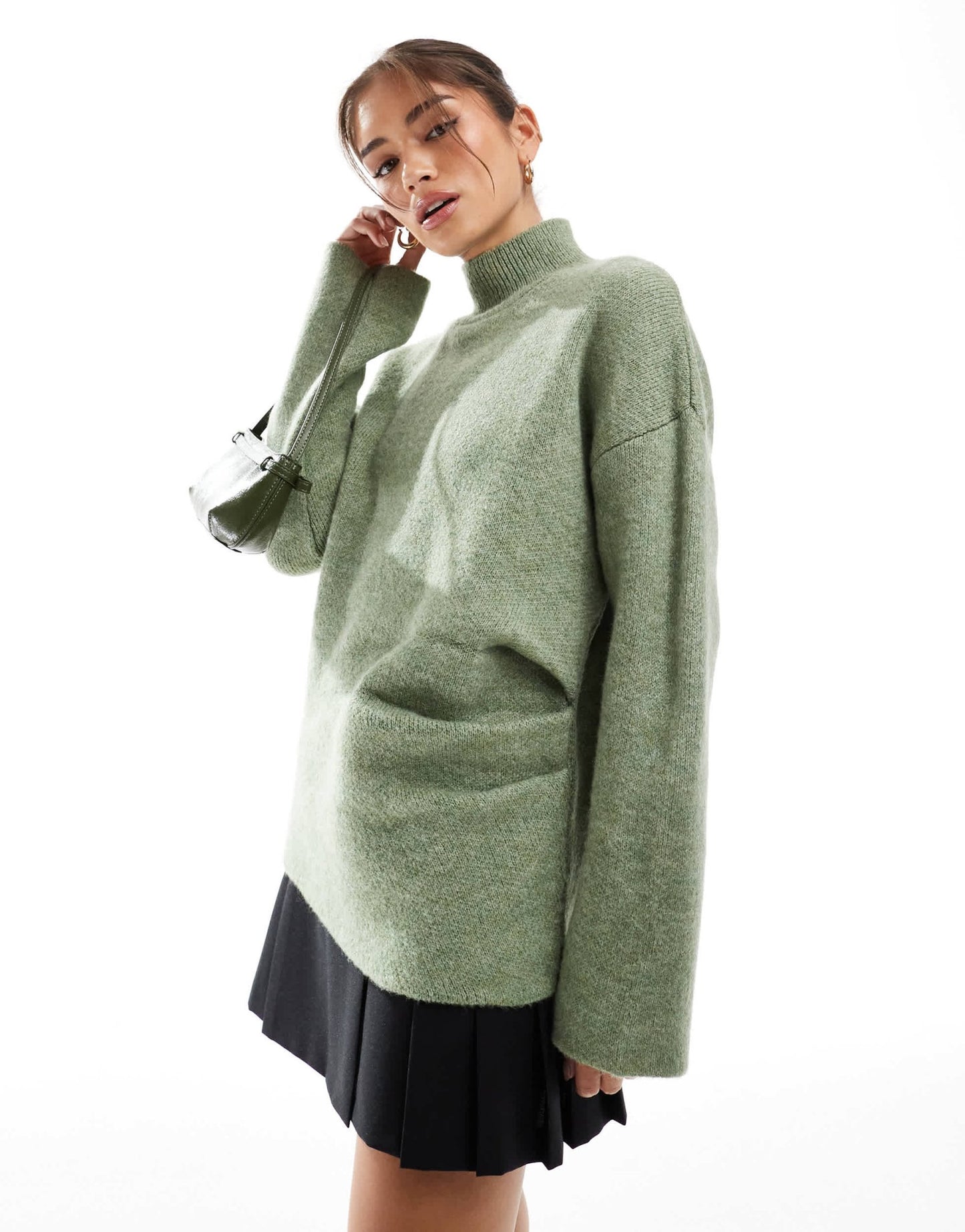 ASOS DESIGN knitted gathered jumper in pistachio - ASOS Sample Sale