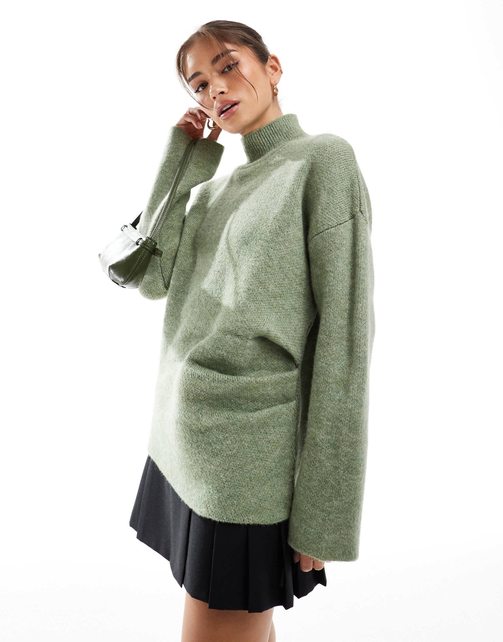 ASOS DESIGN knitted gathered jumper in pistachio - ASOS Sample Sale