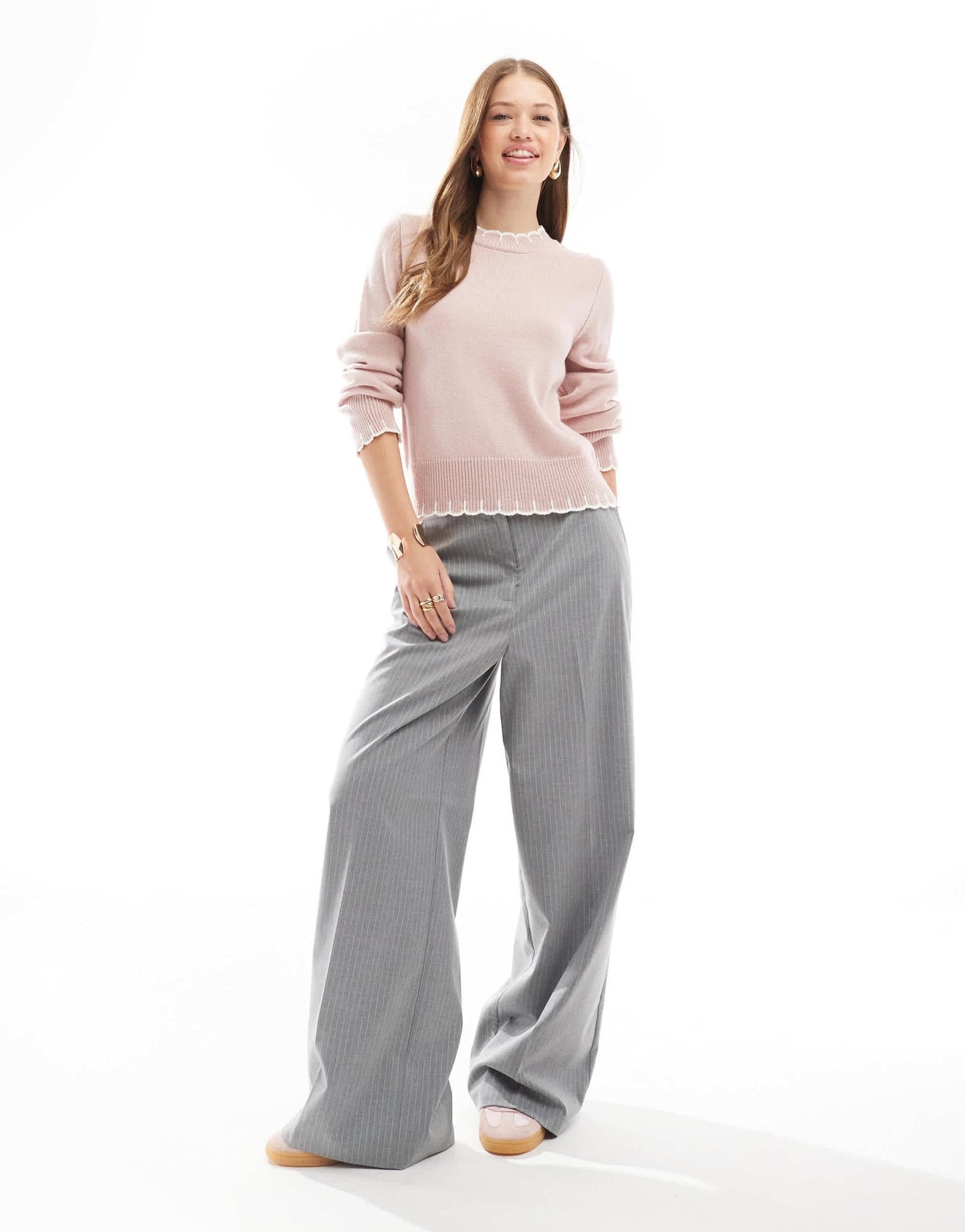 ASOS DESIGN knitted jumper with blanket stitch detail jumper in pink - ASOS Sample Sale