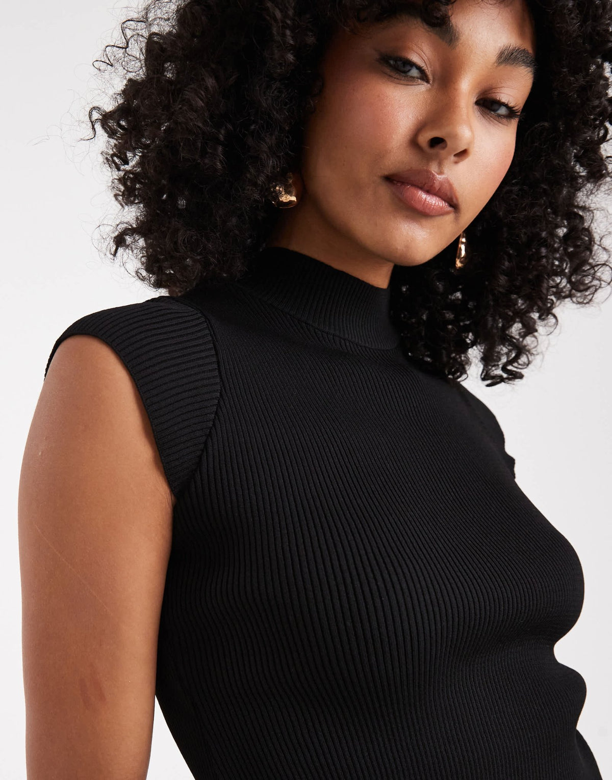 ASOS DESIGN knitted neat fit top with cap sleeve in black - ASOS Sample Sale