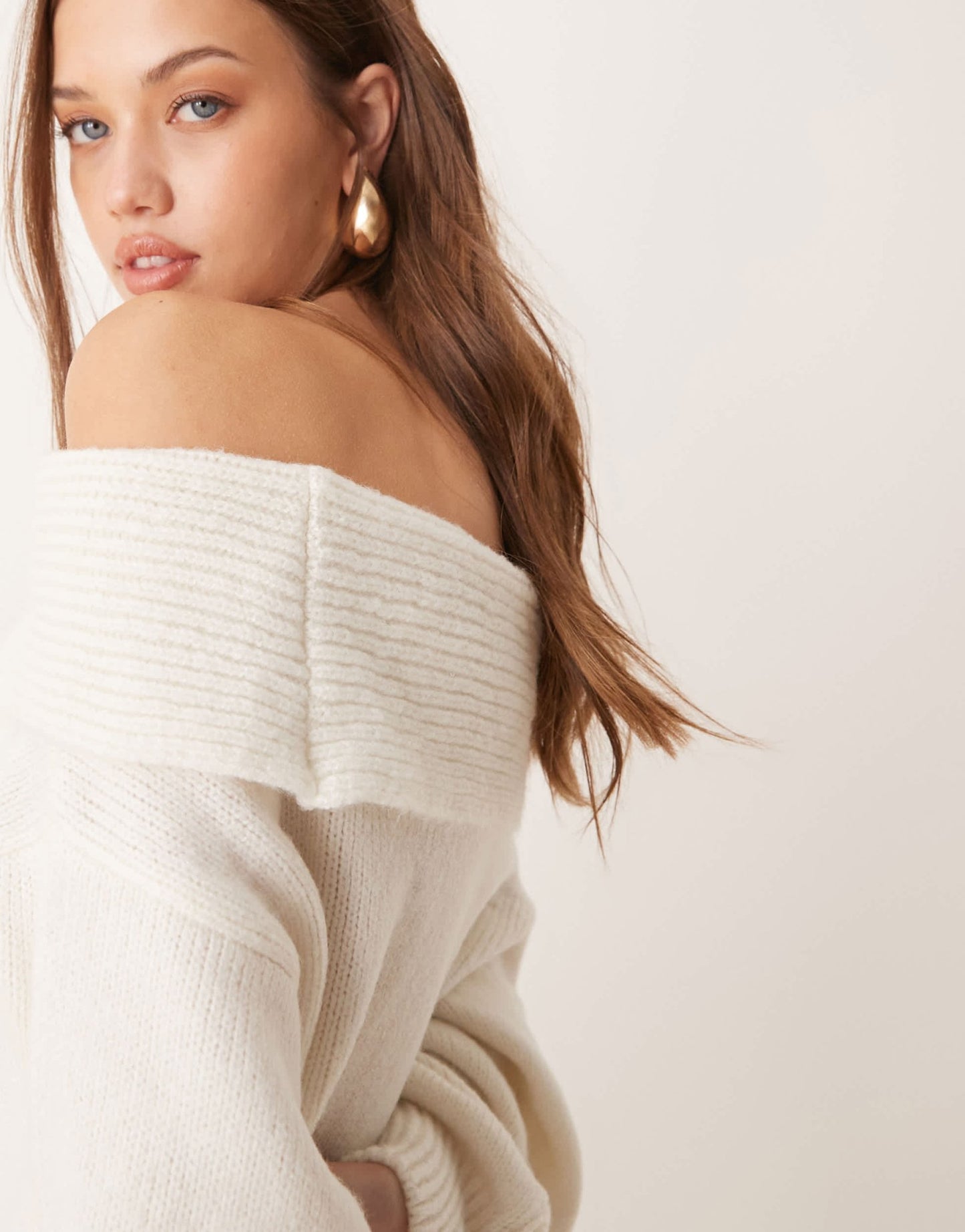 ASOS DESIGN knitted one shoulder jumper dress in ecru - ASOS Sample Sale