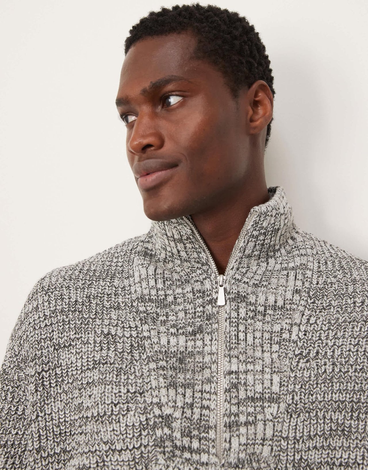 ASOS DESIGN knitted oversized fisherman rib quarter zip jumper in grey - ASOS Sample Sale