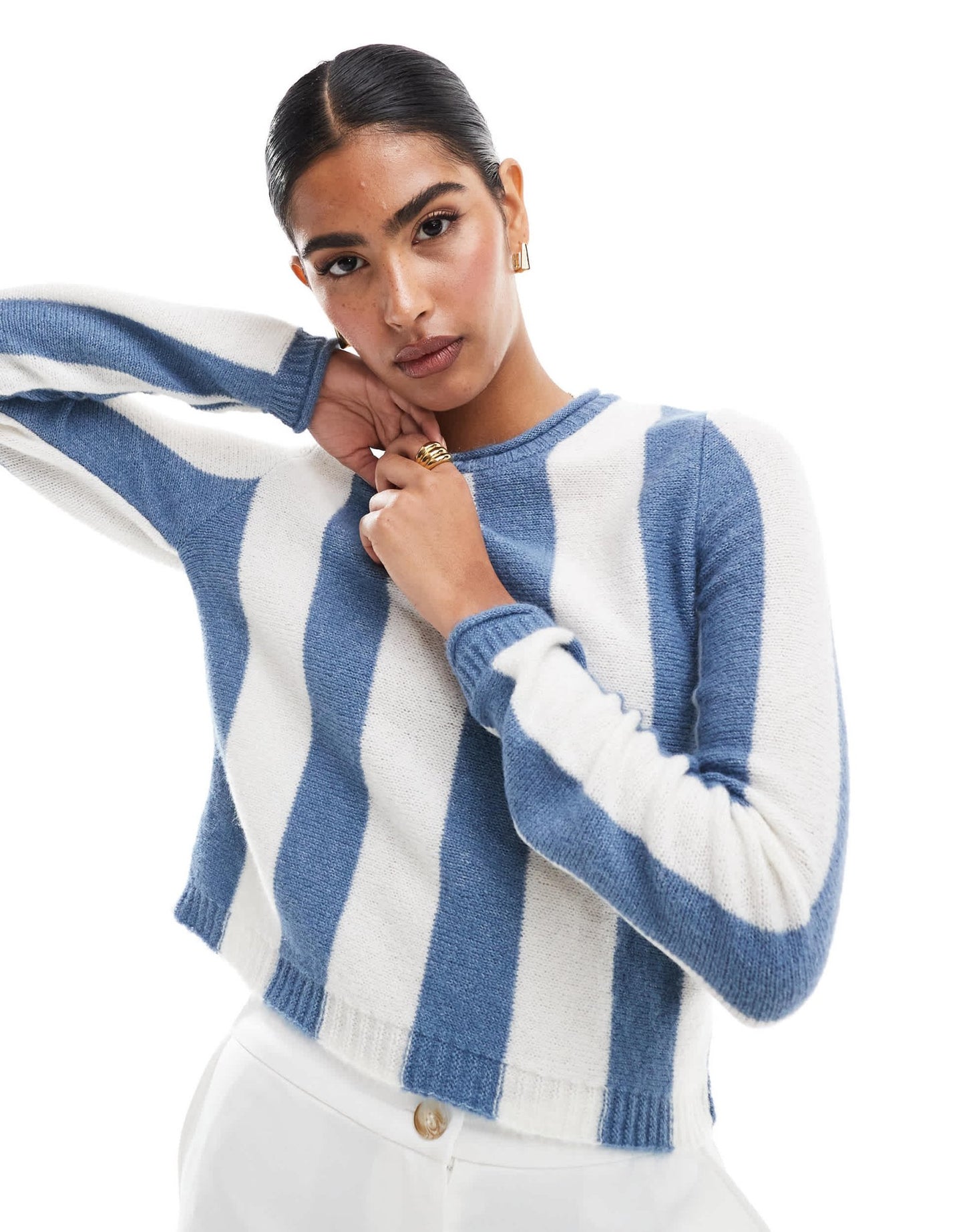 ASOS DESIGN knitted oversized jumper in cream stripe - ASOS Sample Sale