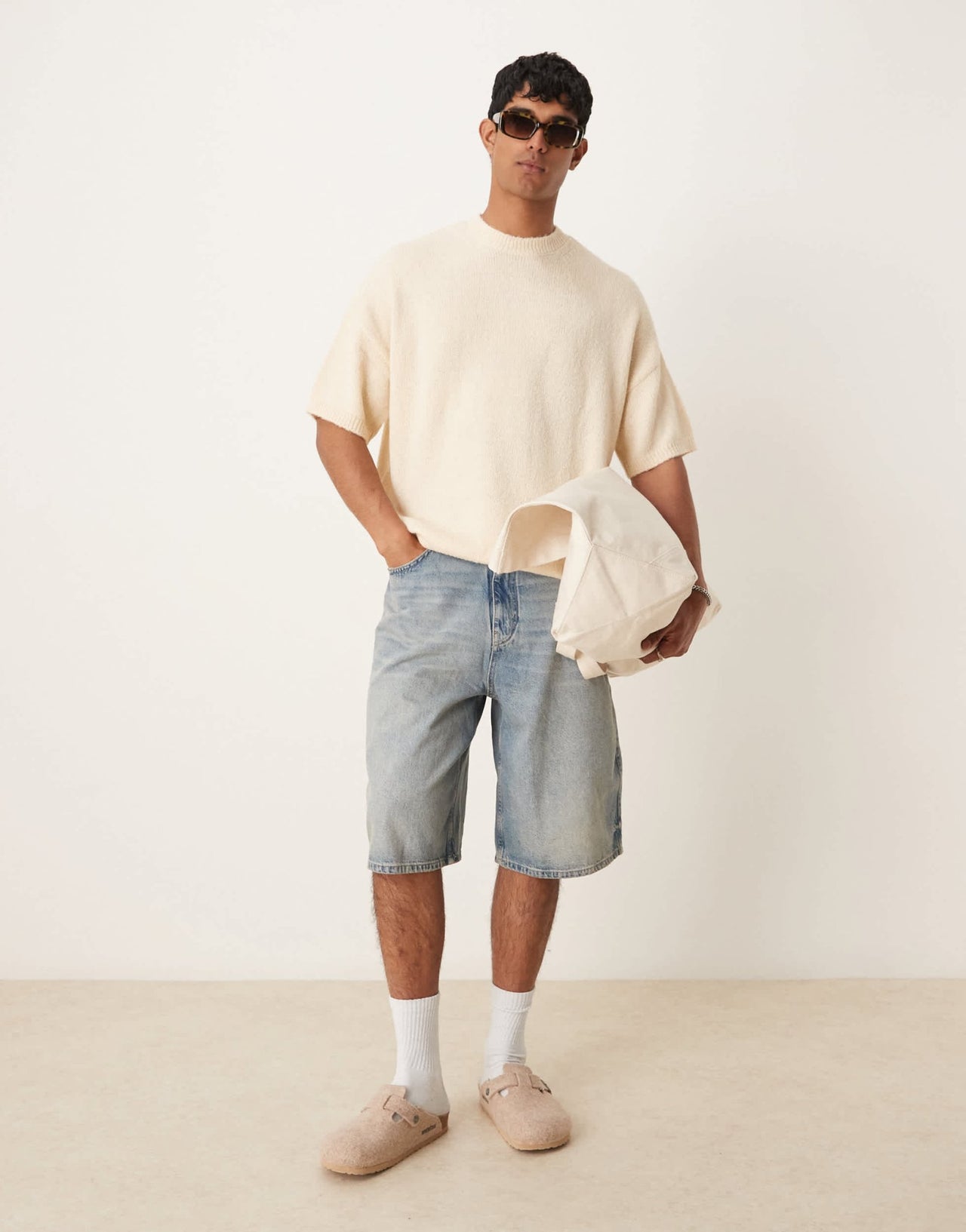 ASOS DESIGN knitted oversized t-shirt in oatmeal - ASOS Sample Sale