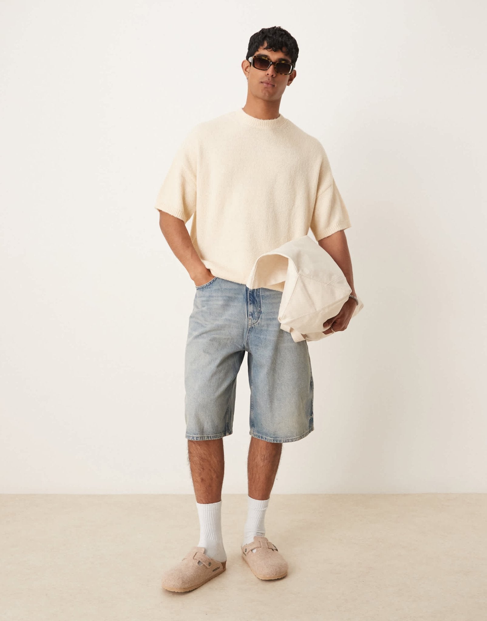 ASOS DESIGN knitted oversized t-shirt in oatmeal - ASOS Sample Sale