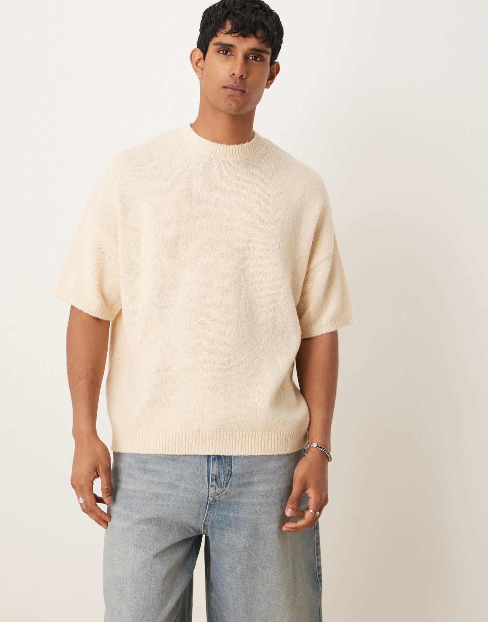 ASOS DESIGN knitted oversized t-shirt in oatmeal - ASOS Sample Sale