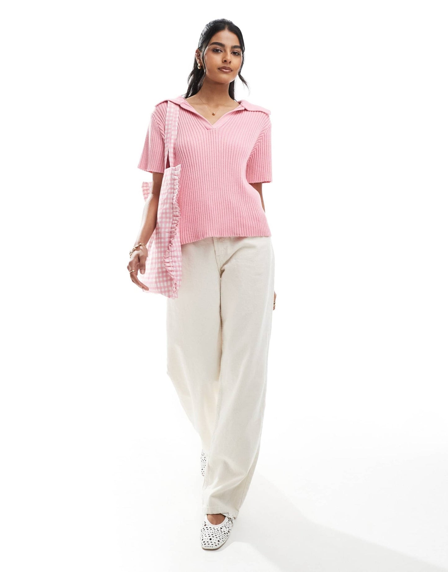 ASOS DESIGN knitted polo top in pink - ASOS Sample Sale