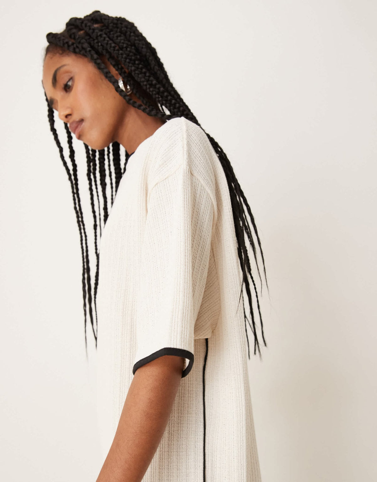 ASOS DESIGN knitted rib T-shirt mini dress in cream - ASOS Sample Sale