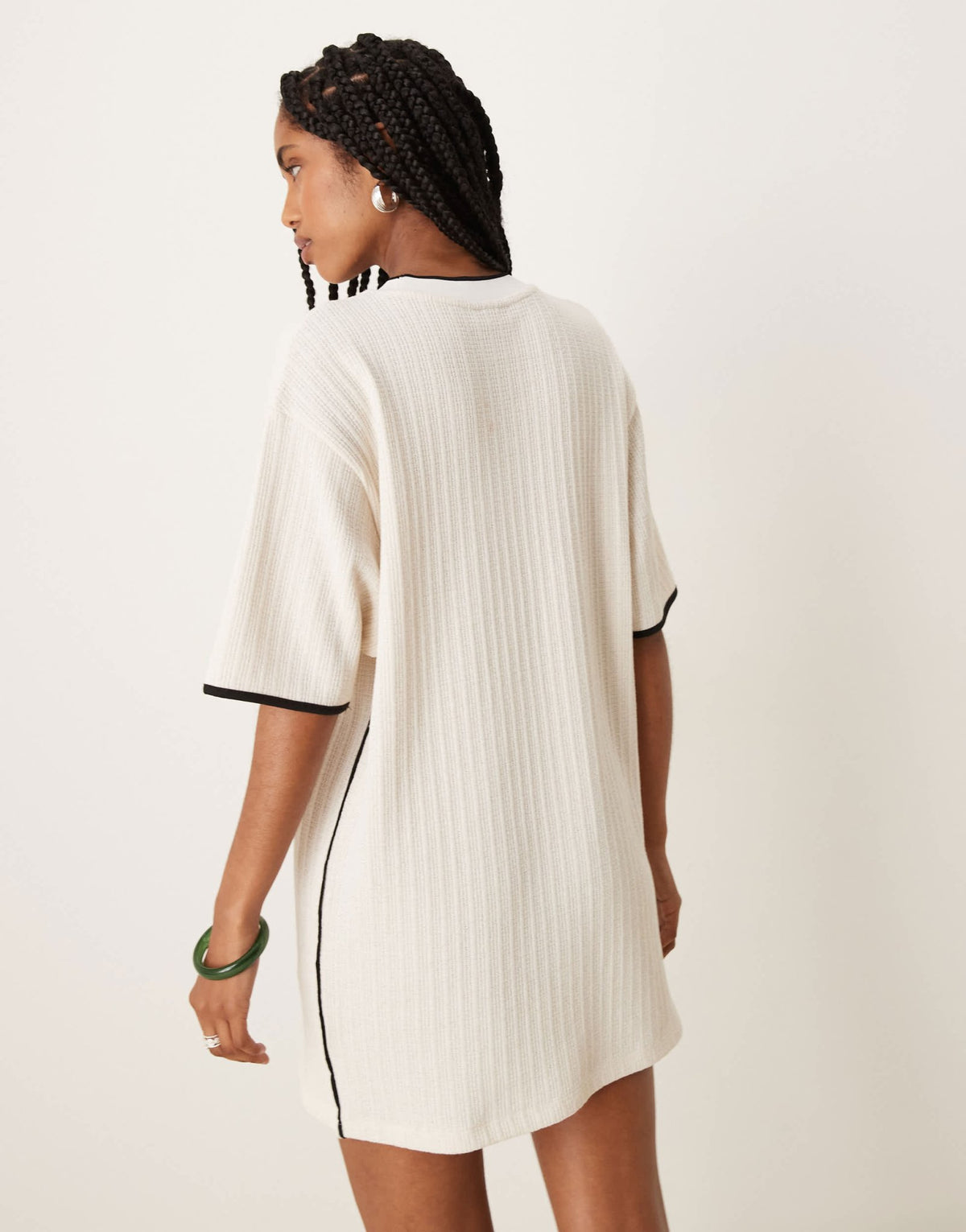 ASOS DESIGN knitted rib T-shirt mini dress in cream - ASOS Sample Sale