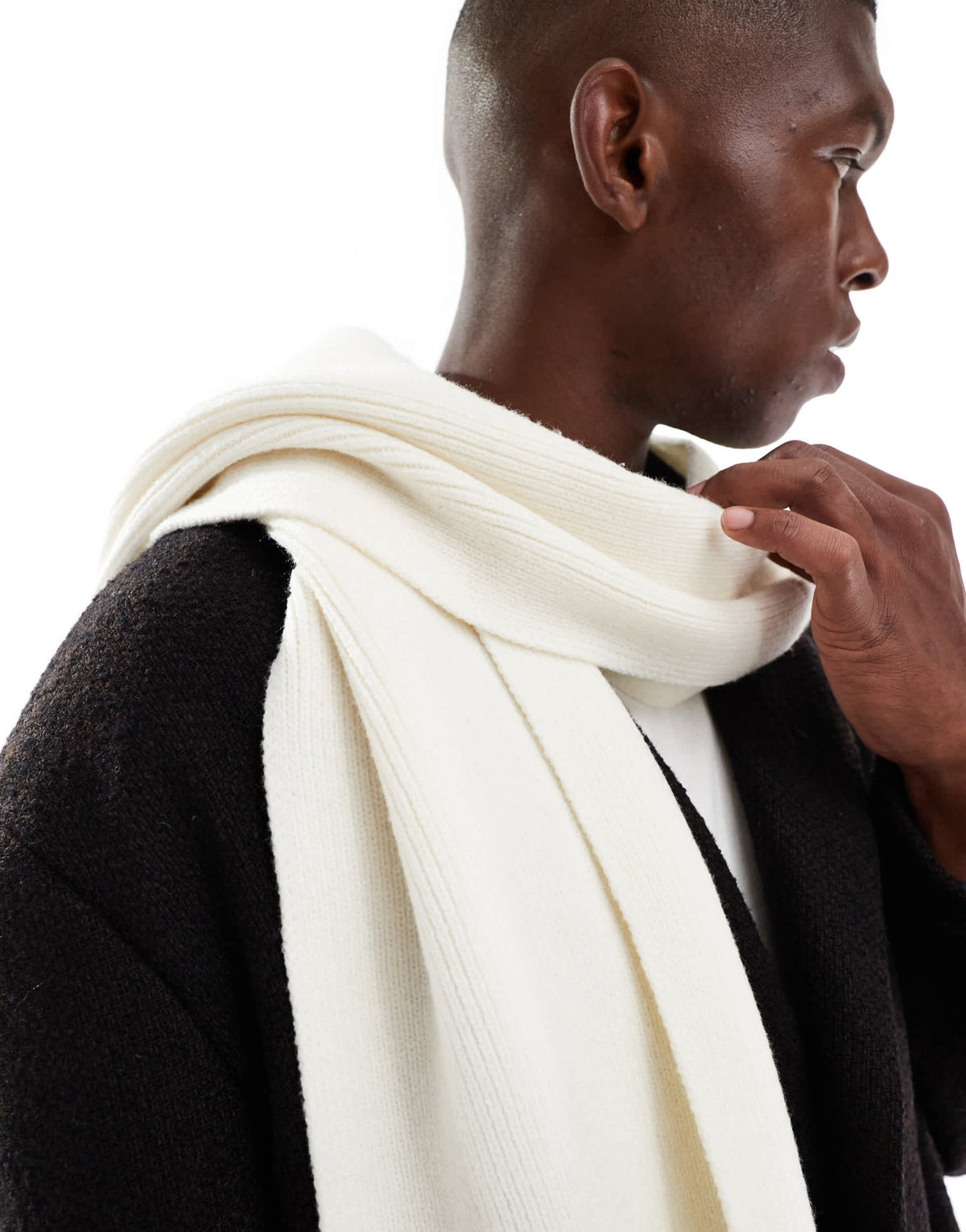 ASOS DESIGN knitted scarf in cream - ASOS Sample Sale
