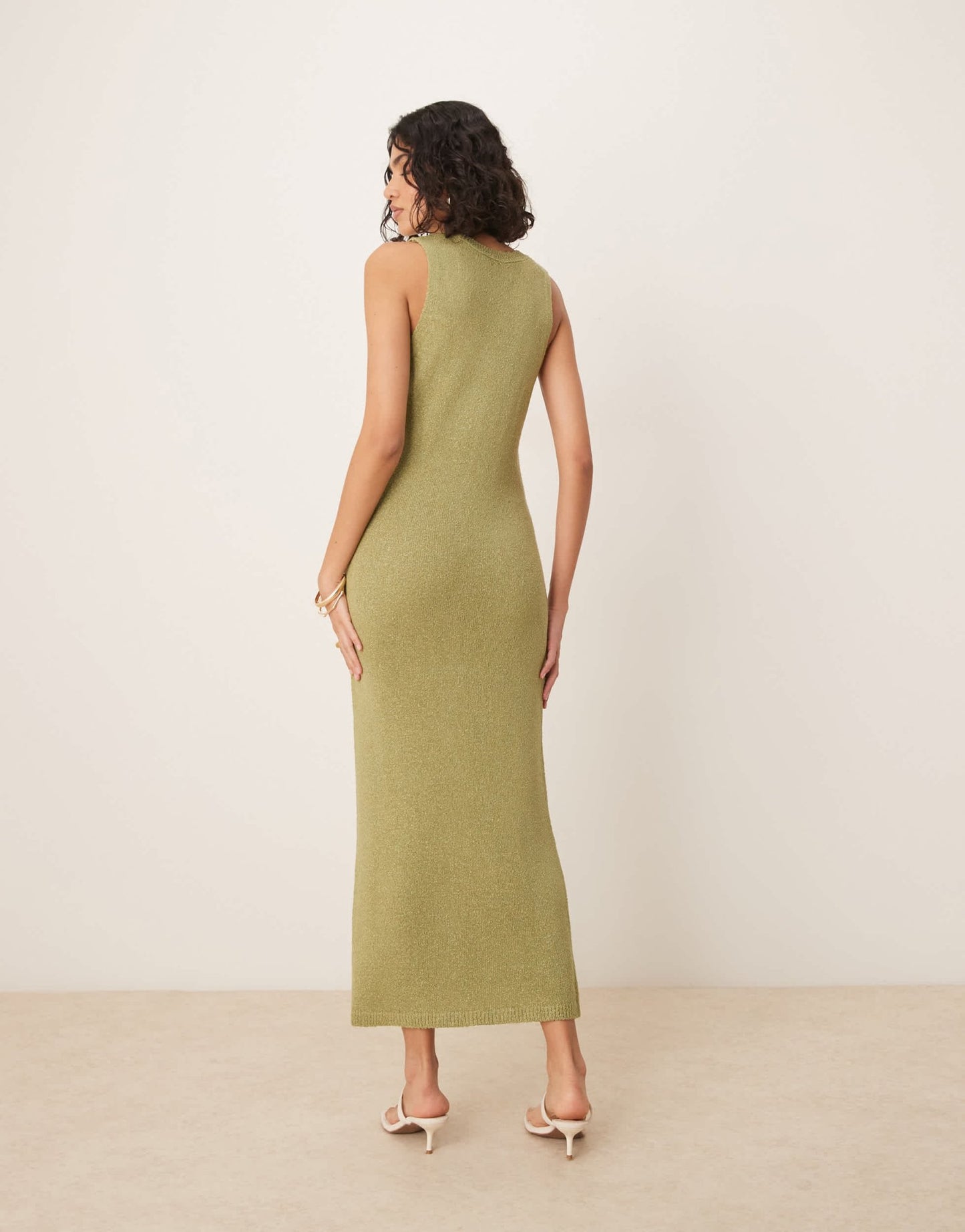 ASOS DESIGN knitted scoop neck textured midaxi dress in green - ASOS Sample Sale