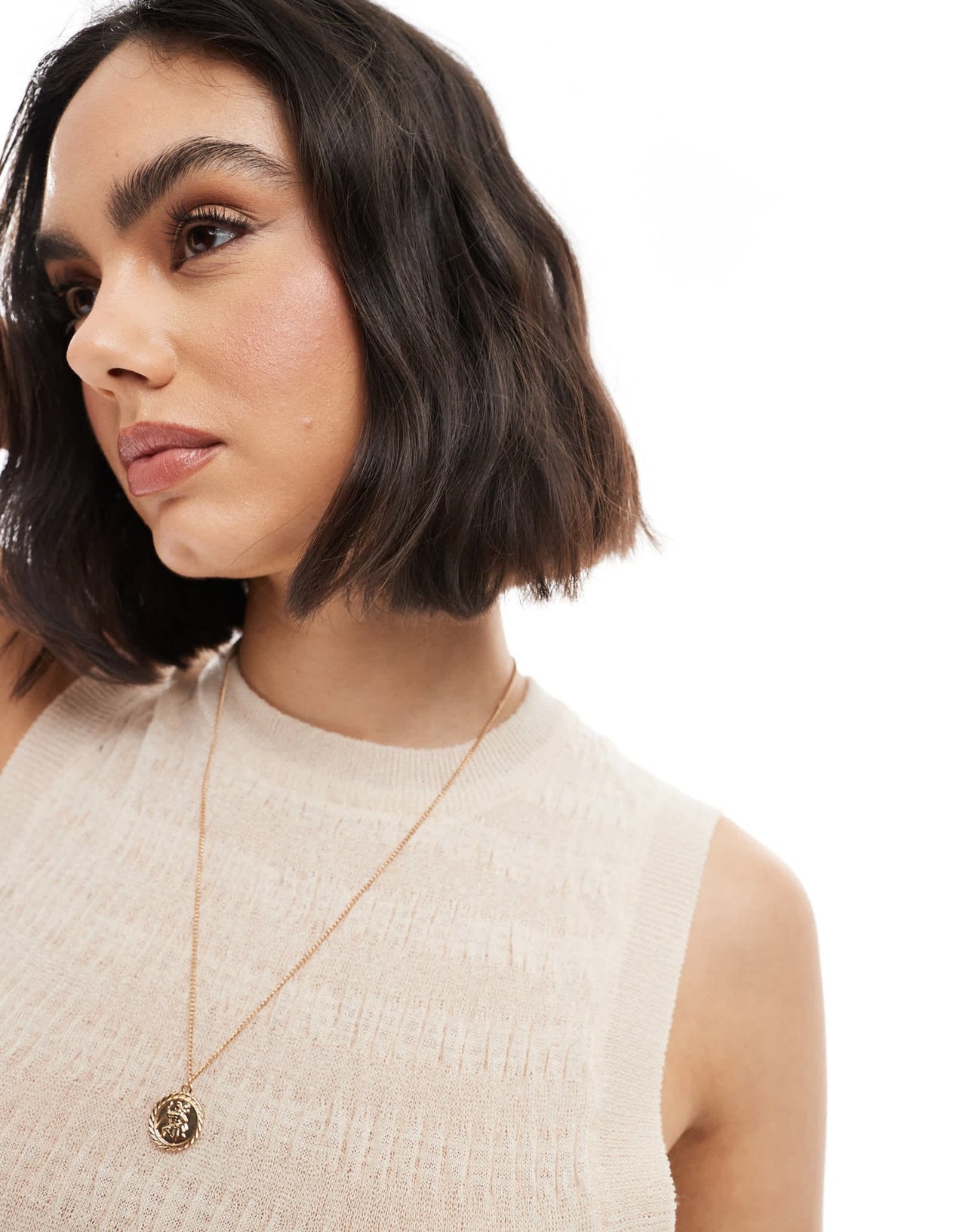ASOS DESIGN knitted shirred tank top in ecru - ASOS Sample Sale