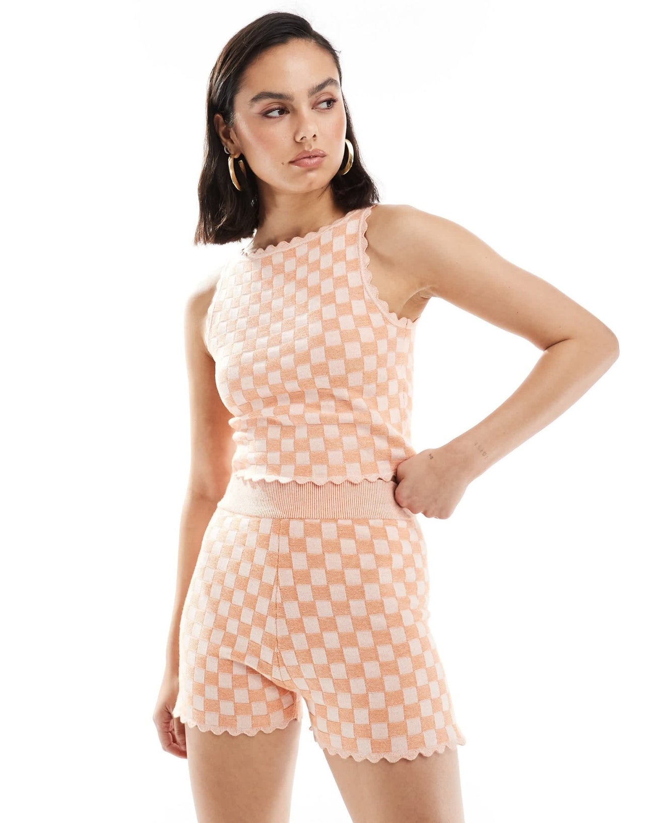 ASOS DESIGN knitted short in checkerboard pattern co - ord - ASOS Sample Sale