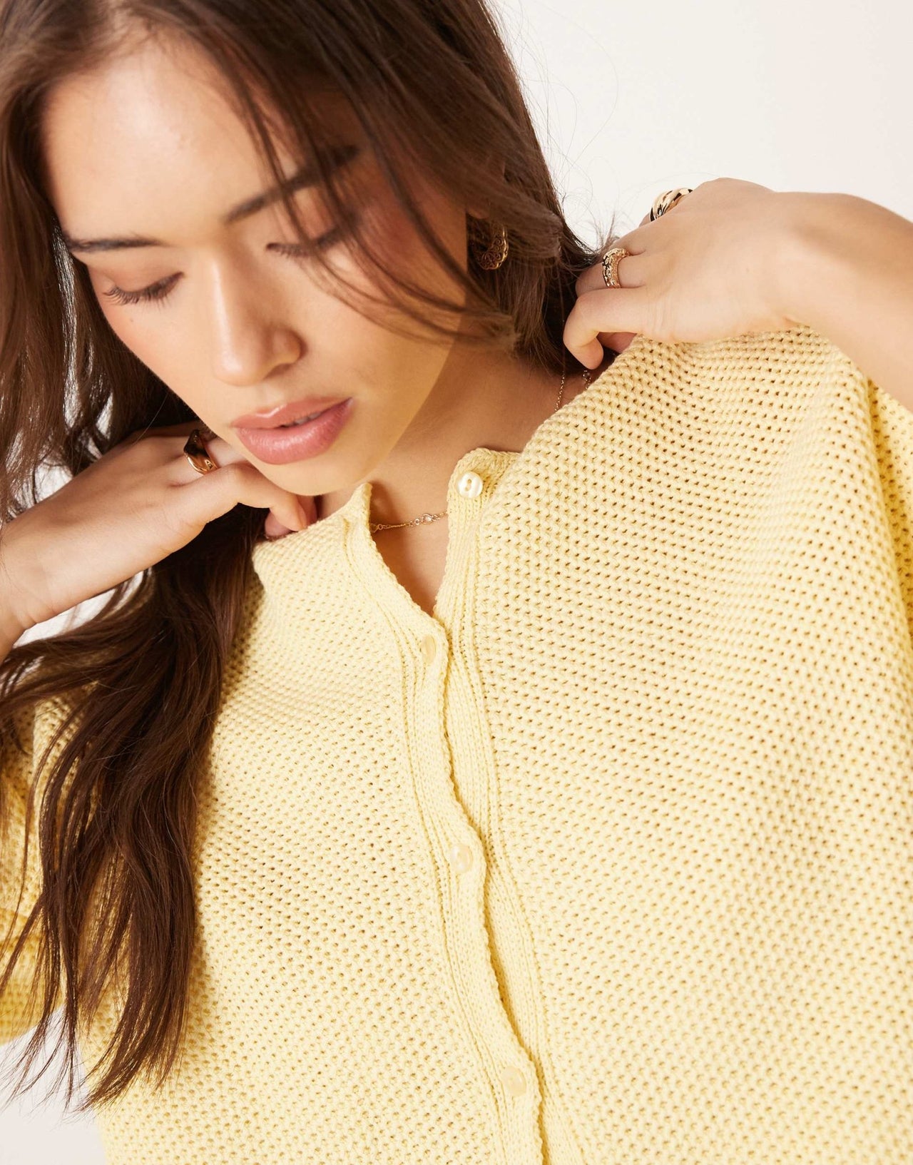 ASOS DESIGN knitted short sleeve cardigan in buttermilk - ASOS Sample Sale